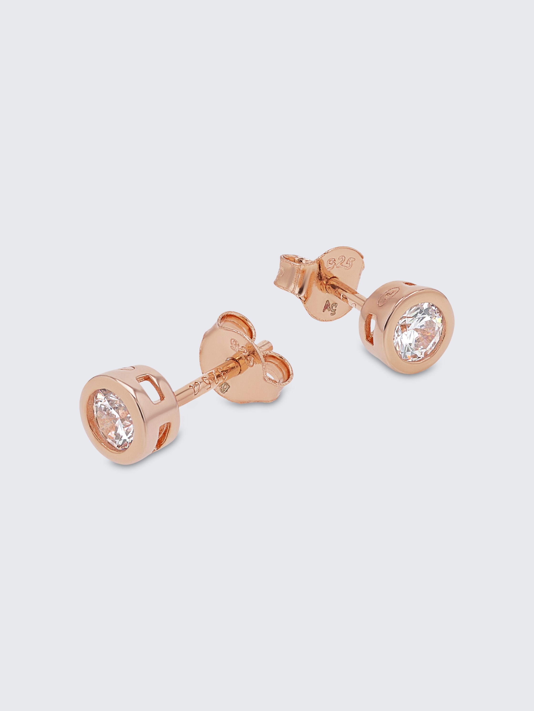 Oorstekers zilver 925 - Steen zirkonia wit - rose_gold - 
