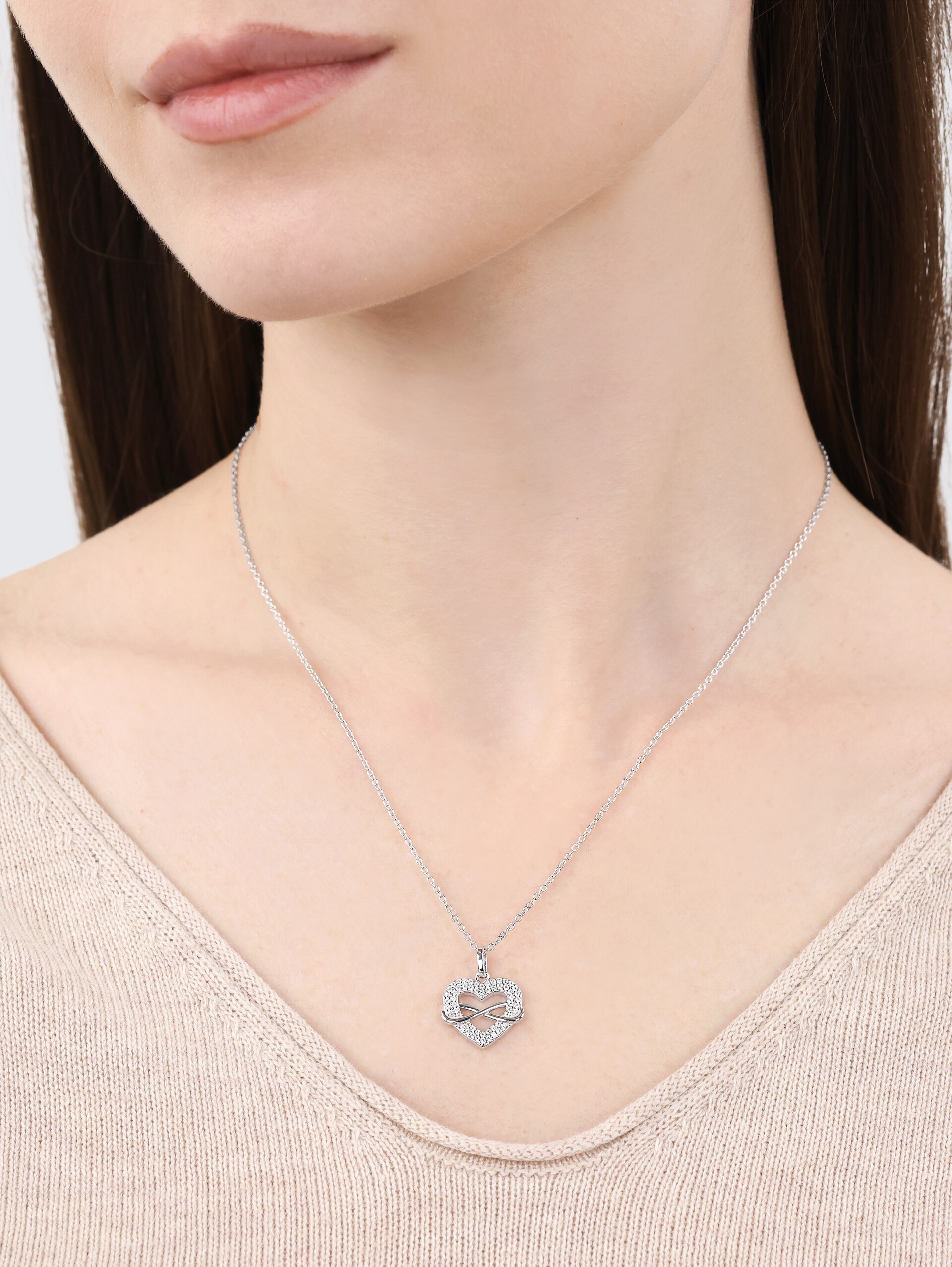 Halskette mit Anhänger Silber 925 - Stein Zirkonia weiß - silver