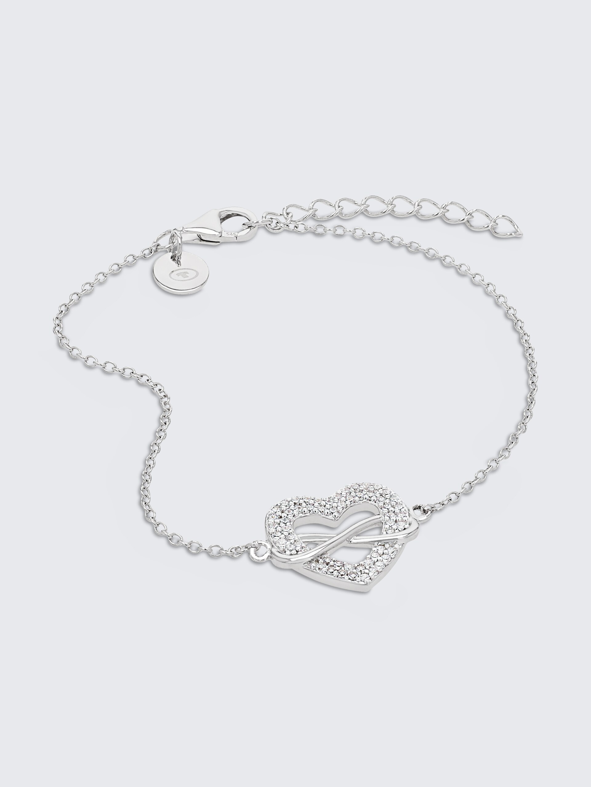 Armband Herz Infinity Silber 925 - Stein Zirkonia weiß - silver