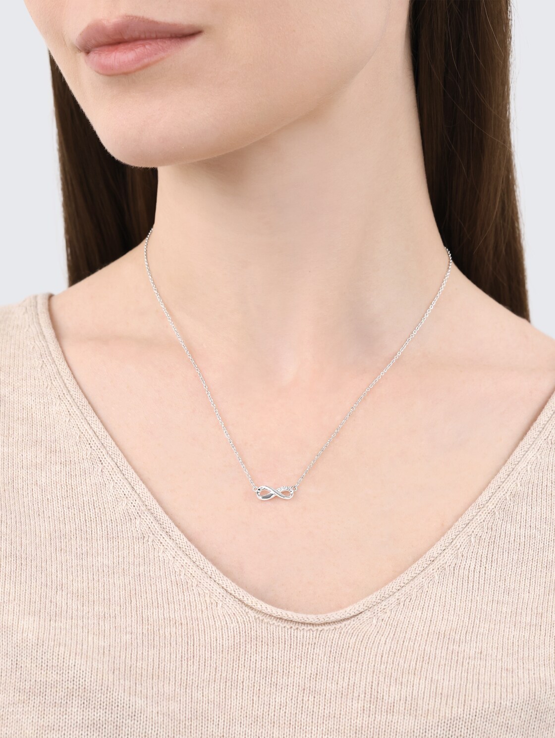 Halskette mit Infinity Anhänger Silber 925 - Stein Zirkonia weiß - silver