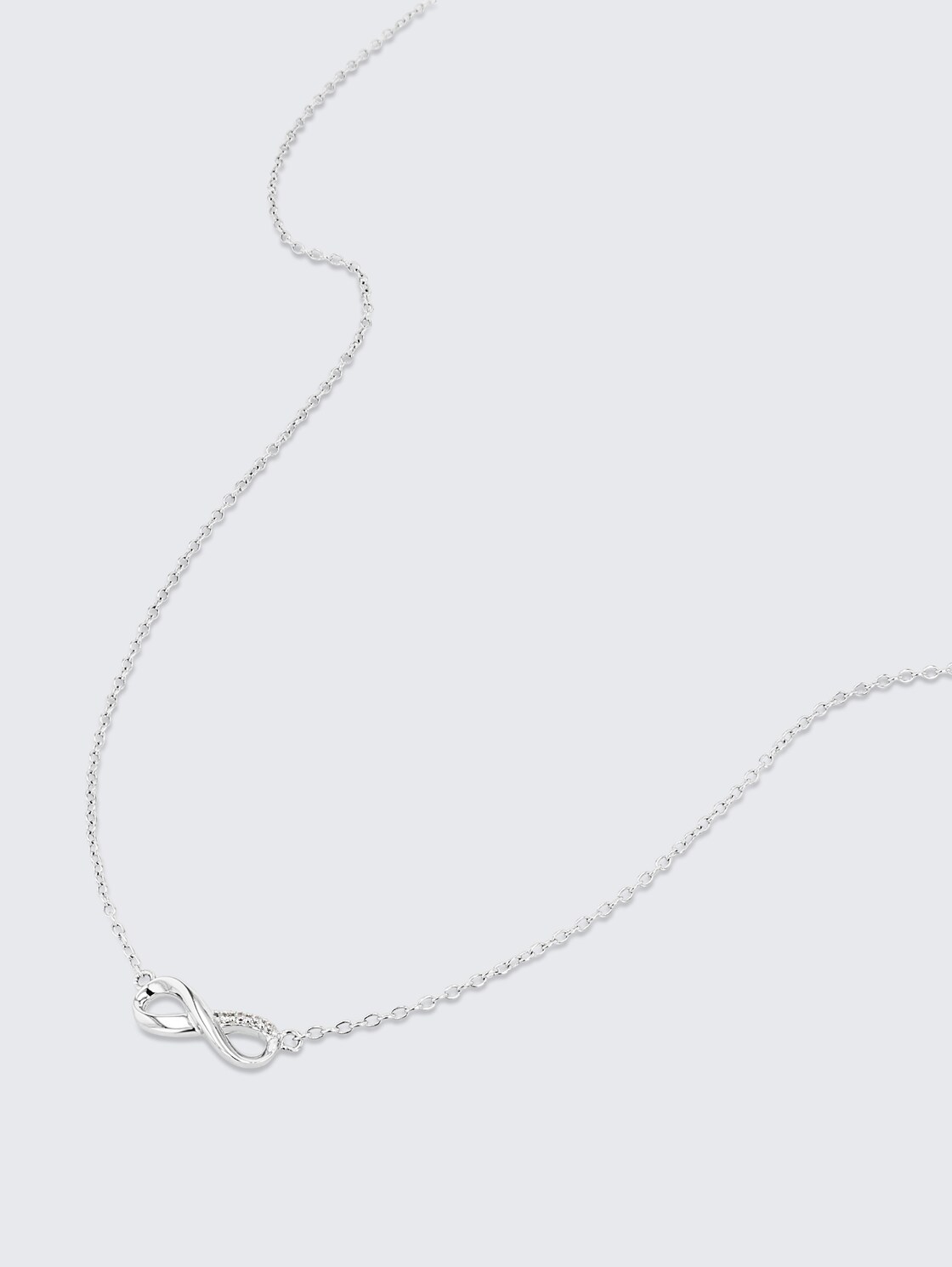 Halskette mit Infinity Anhänger Silber 925 - Stein Zirkonia weiß - silver