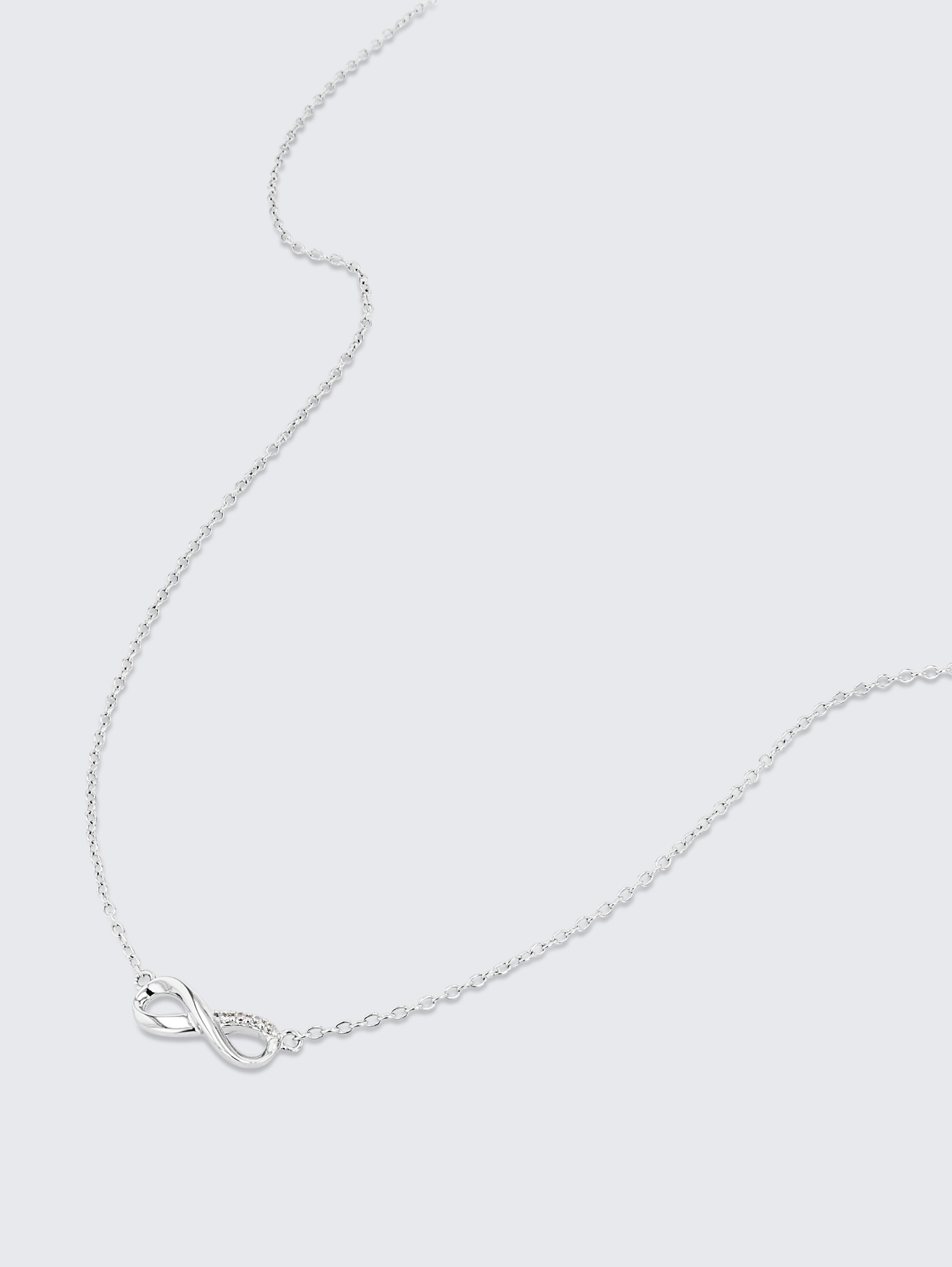 Ketting met Infinity hanger zilver 925 - Steen zirkonia wit - silver - 