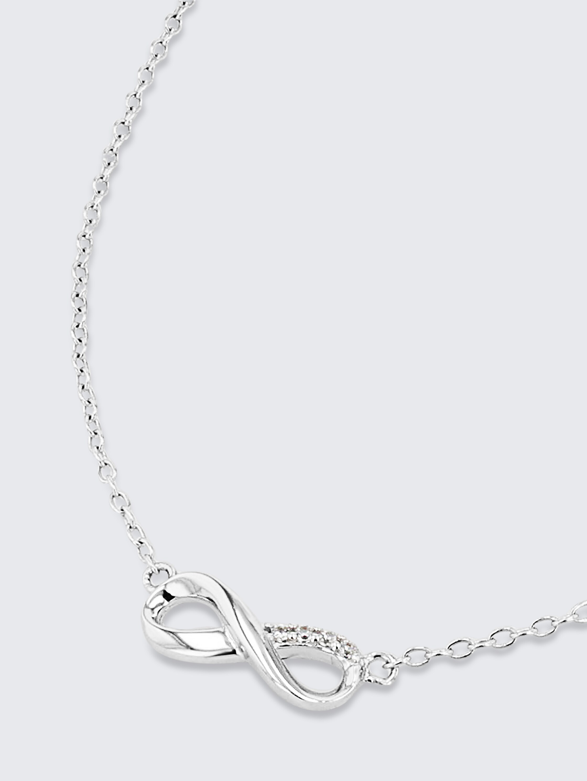 Ketting met Infinity hanger zilver 925 - Steen zirkonia wit - silver - 
