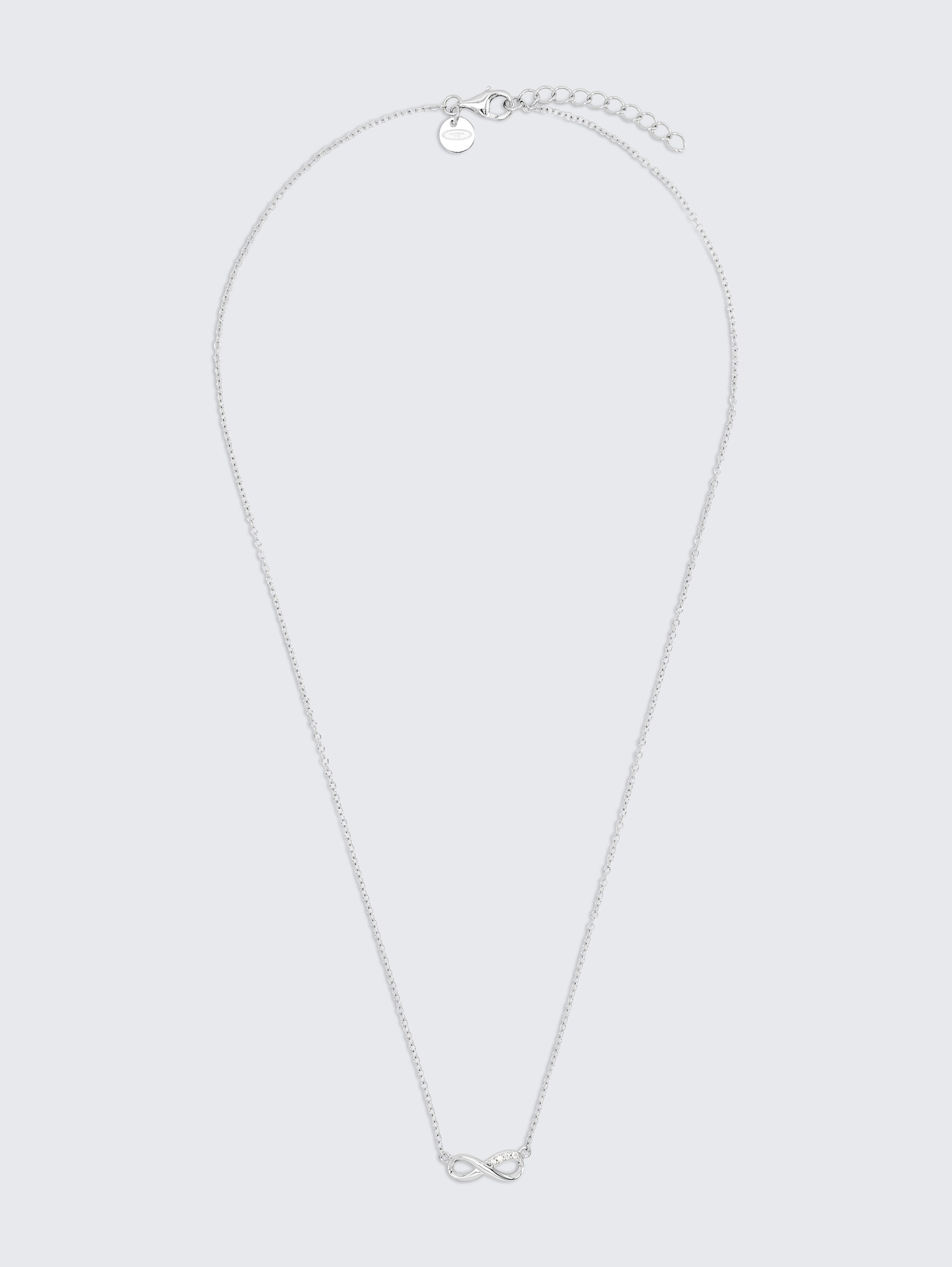 Ketting met Infinity hanger zilver 925 - Steen zirkonia wit - silver - 