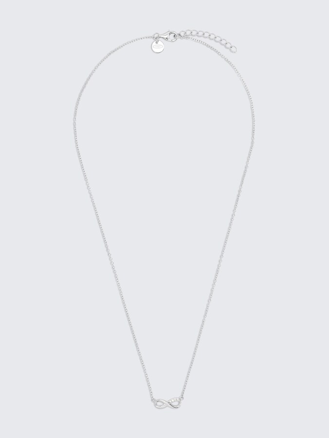 Ketting met Infinity hanger zilver 925 - Steen zirkonia wit door Women, silver
