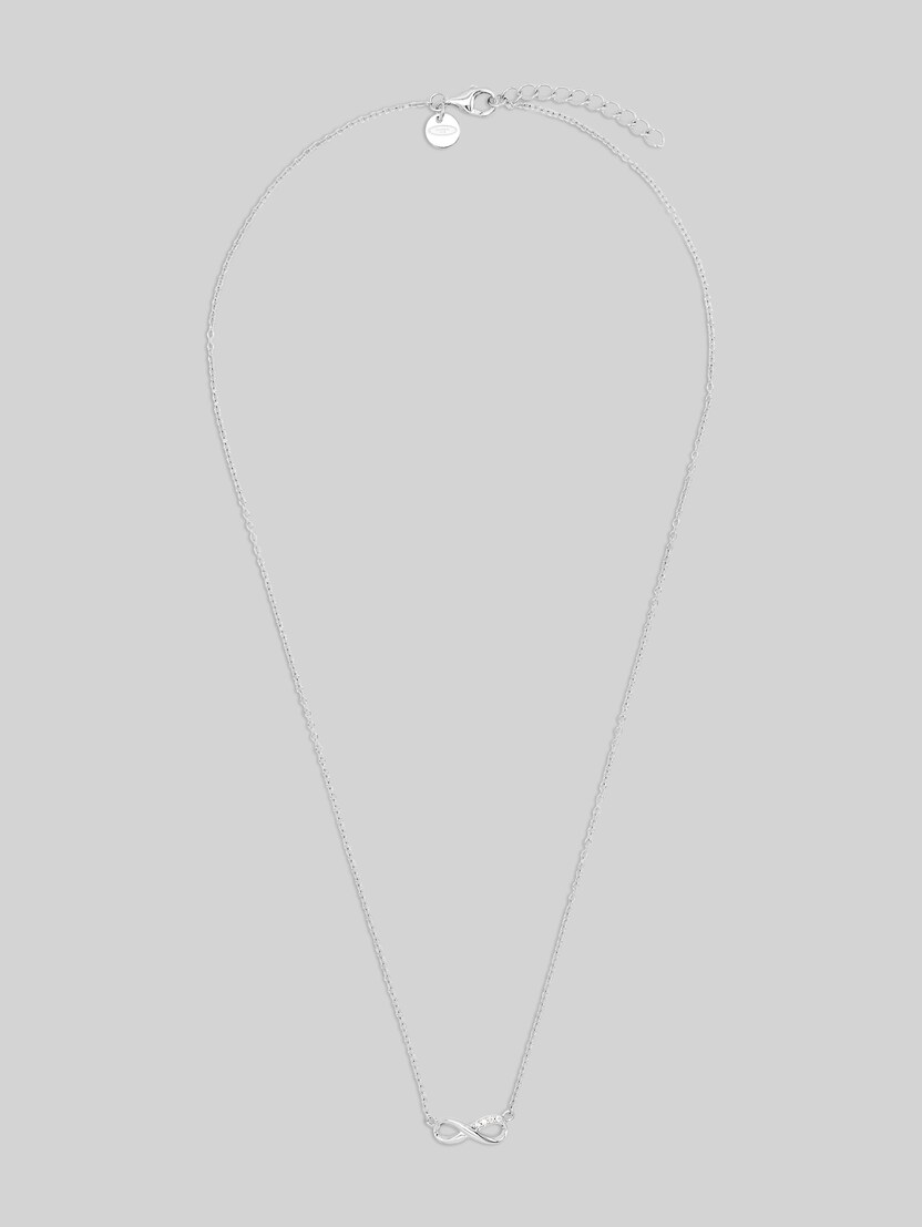 Necklace with infinity pendant, 925 silver - White zirconia stone by Women, silver