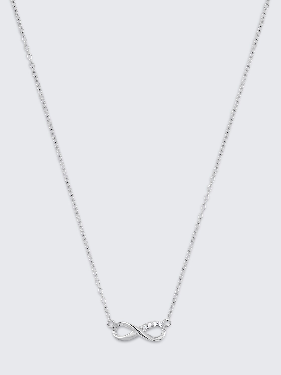 Halskette mit Infinity Anhänger Silber 925 - Stein Zirkonia weiß - silver