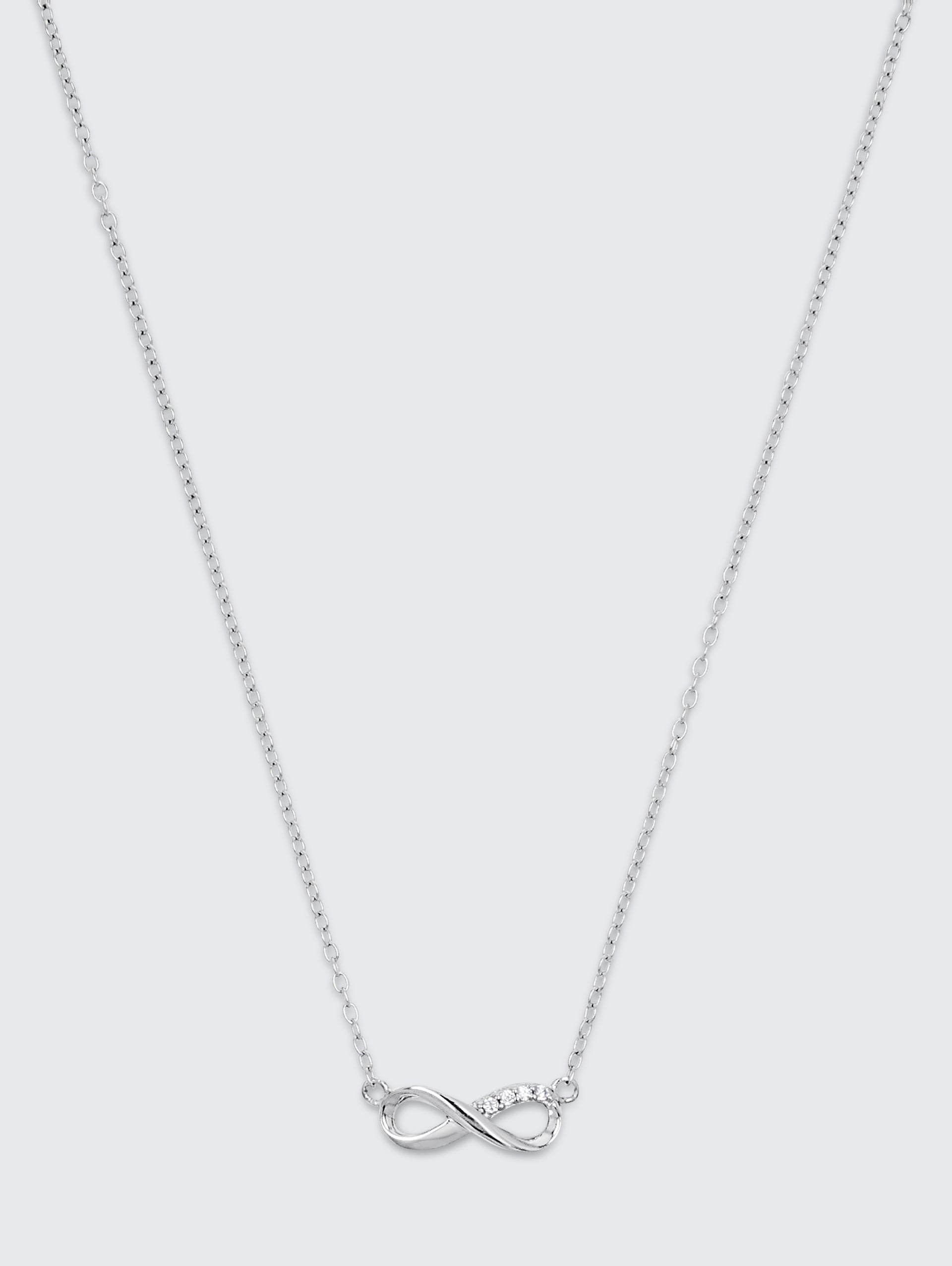 Halskette mit Infinity Anhänger Silber 925 - Stein Zirkonia weiß - silver