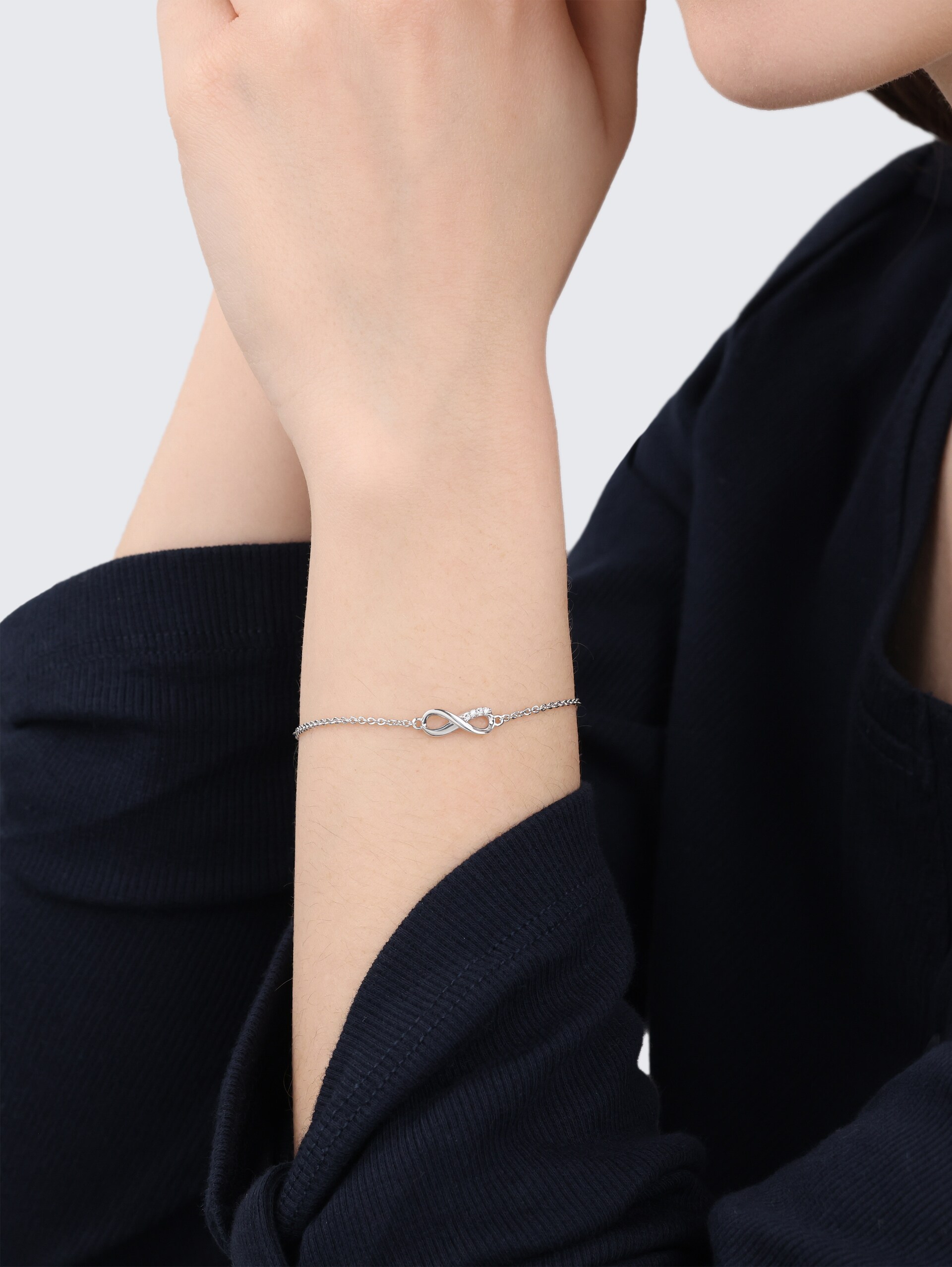 Armband Infinity Silber 925 - Stein Zirkonia weiß - silver