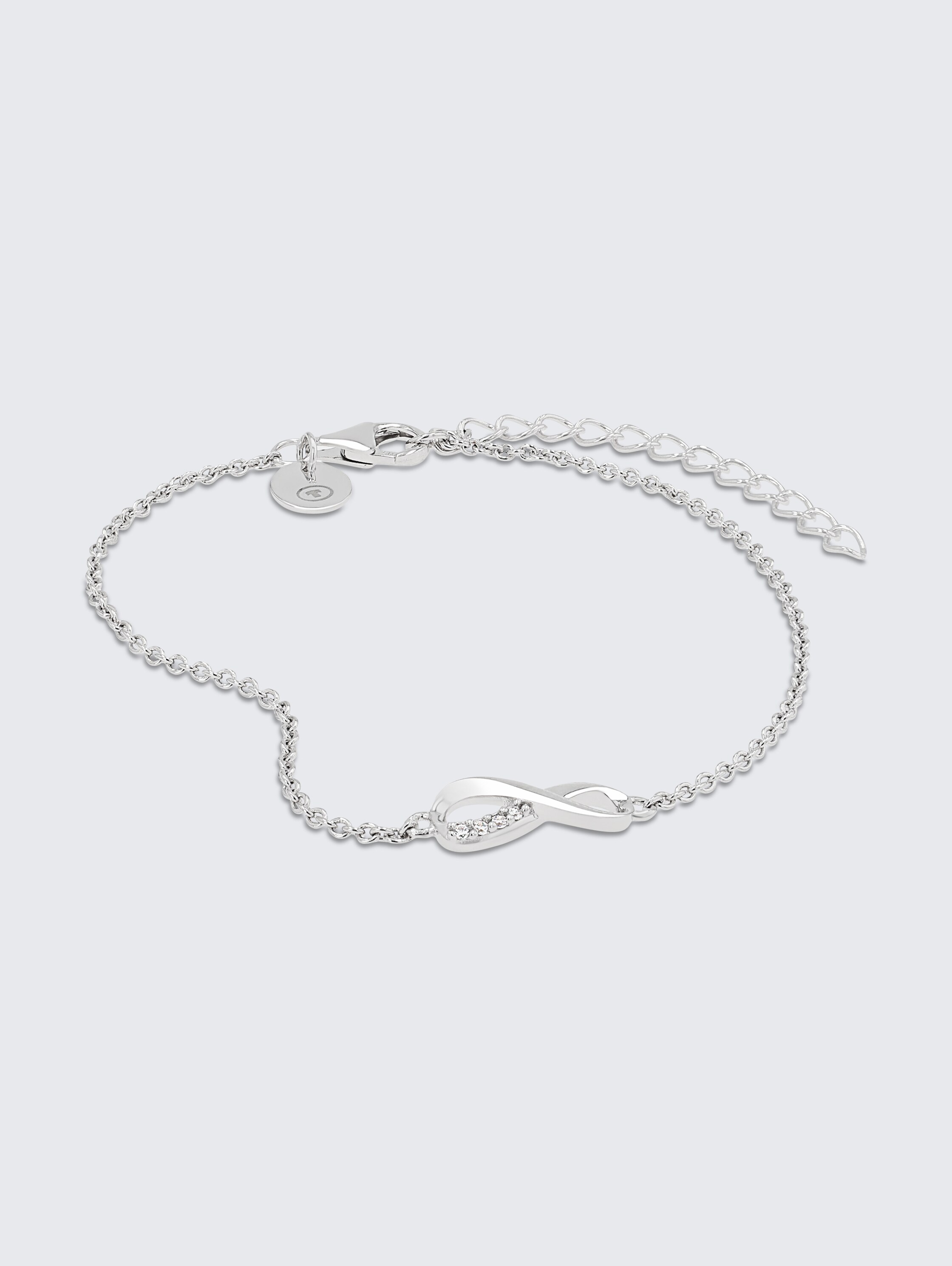 Infinity bracelet, 925 silver | White zirconia stone - silver - 