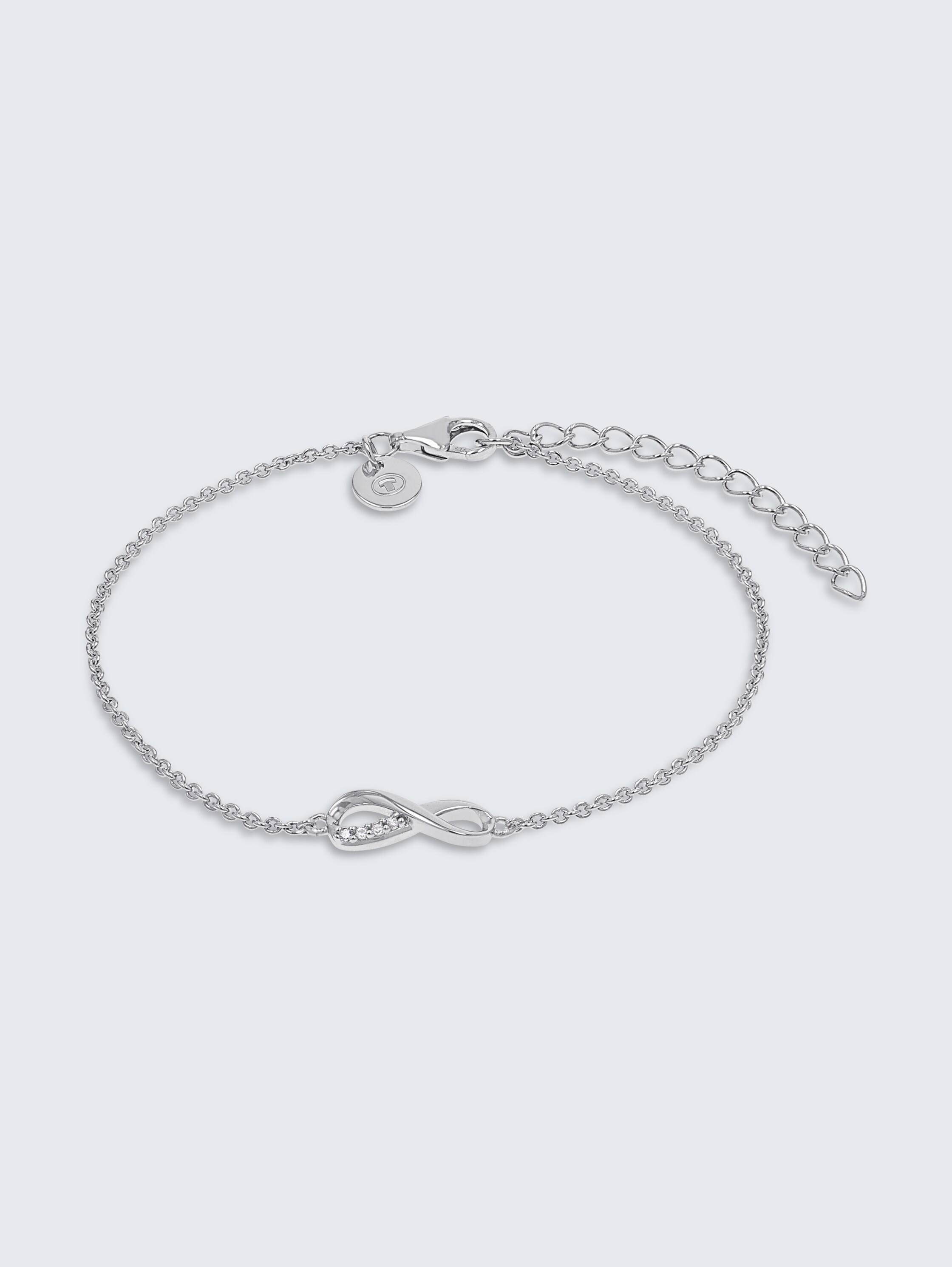 Infinity bracelet, 925 silver | White zirconia stone - silver - 