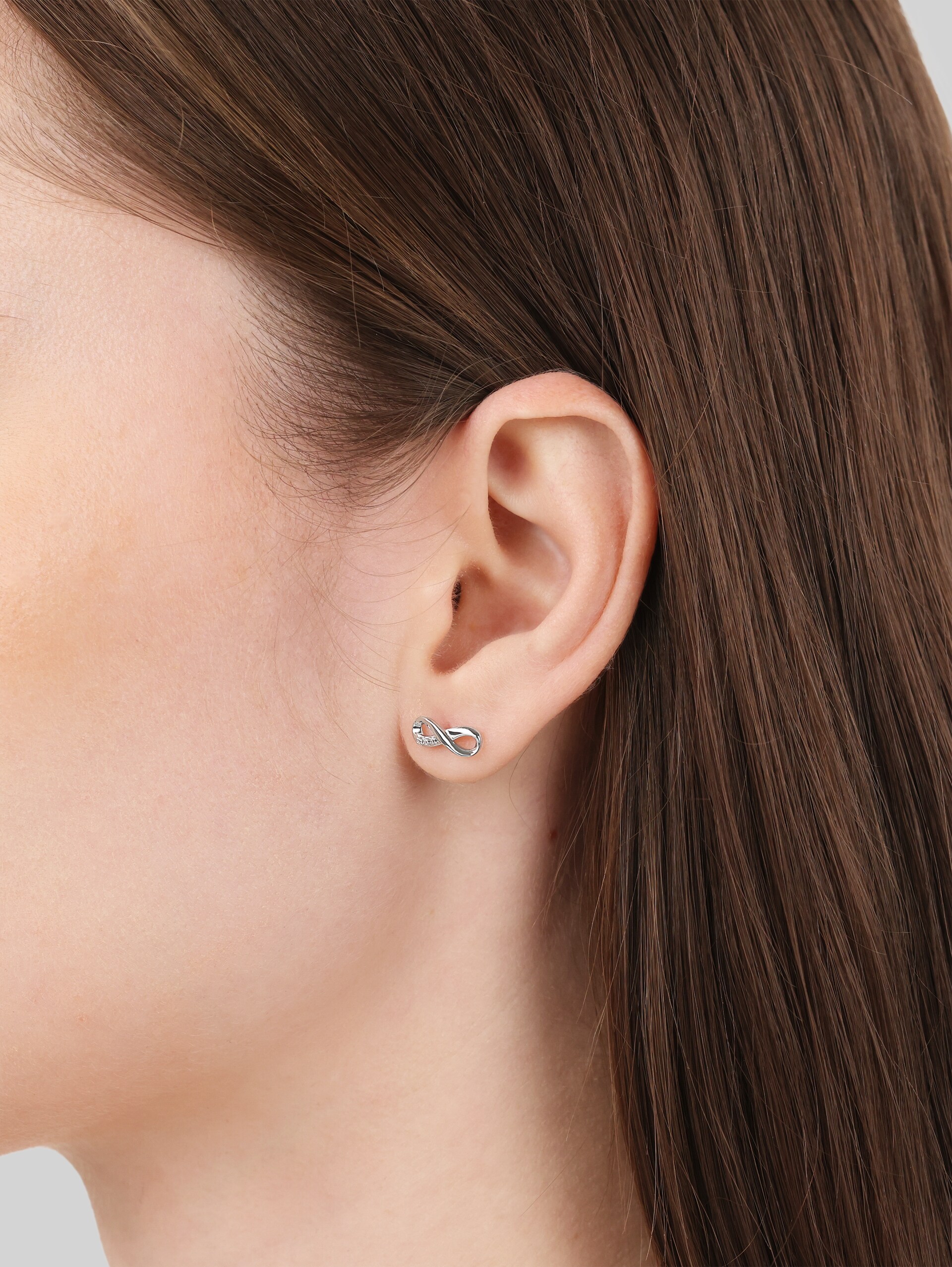 Stud earrings, 925 silver - White zirconia stone - silver