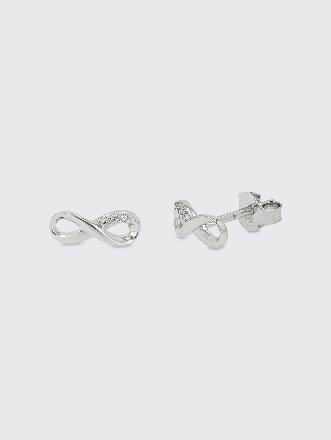 Stud earrings, 925 silver - White zirconia stone - silver