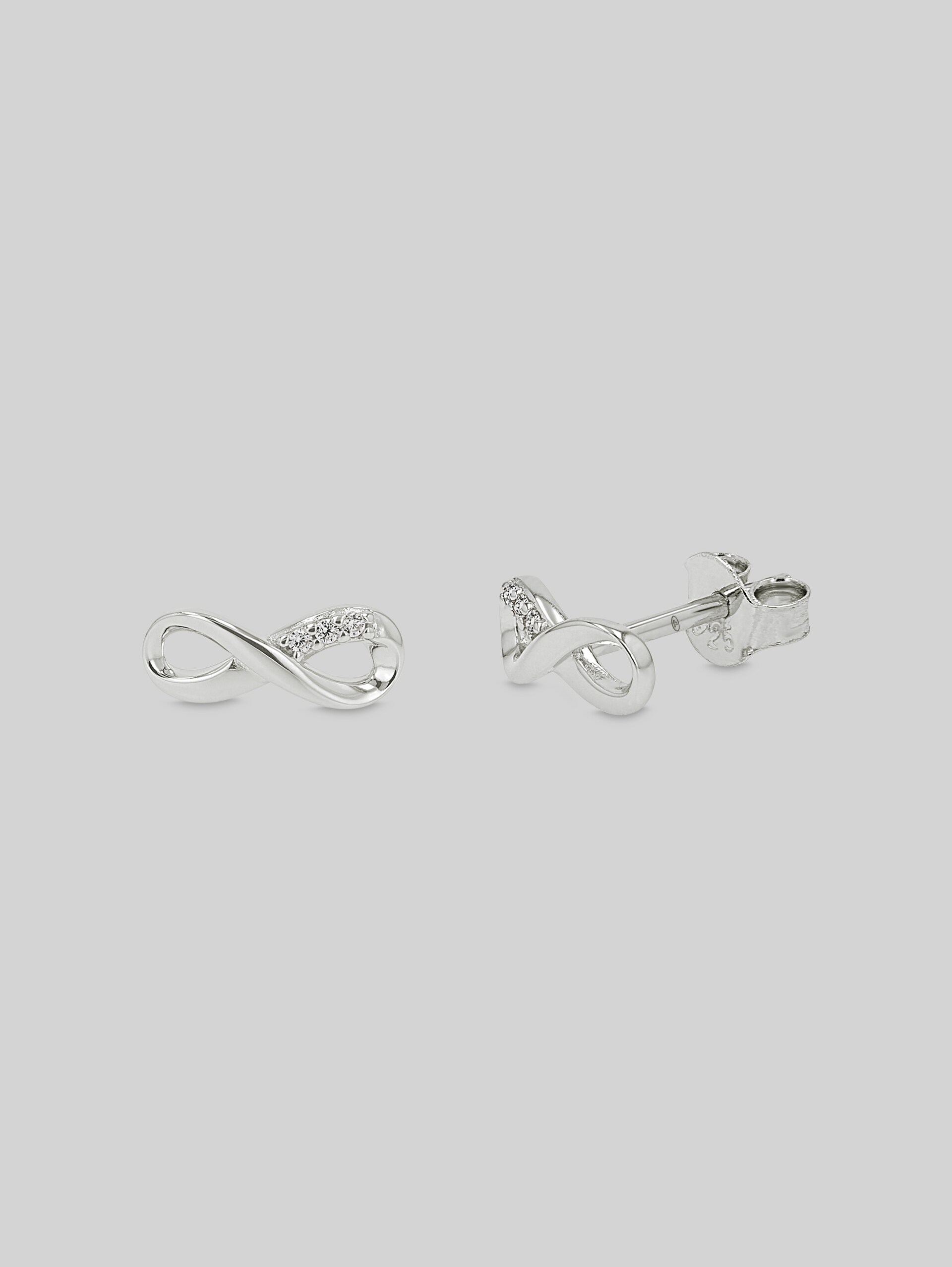 Stud earrings, 925 silver - White zirconia stone - silver