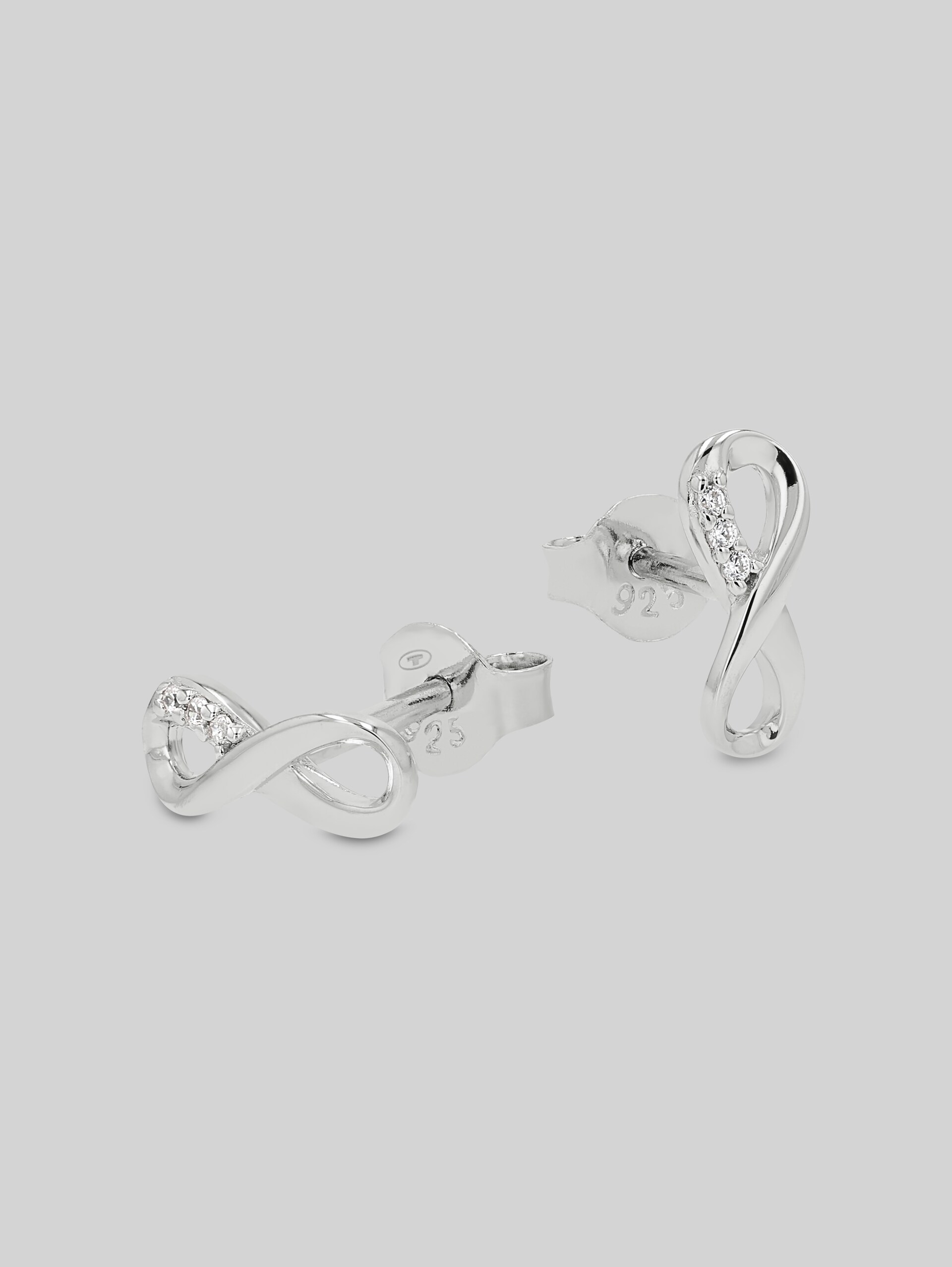 Stud earrings, 925 silver - White zirconia stone - silver
