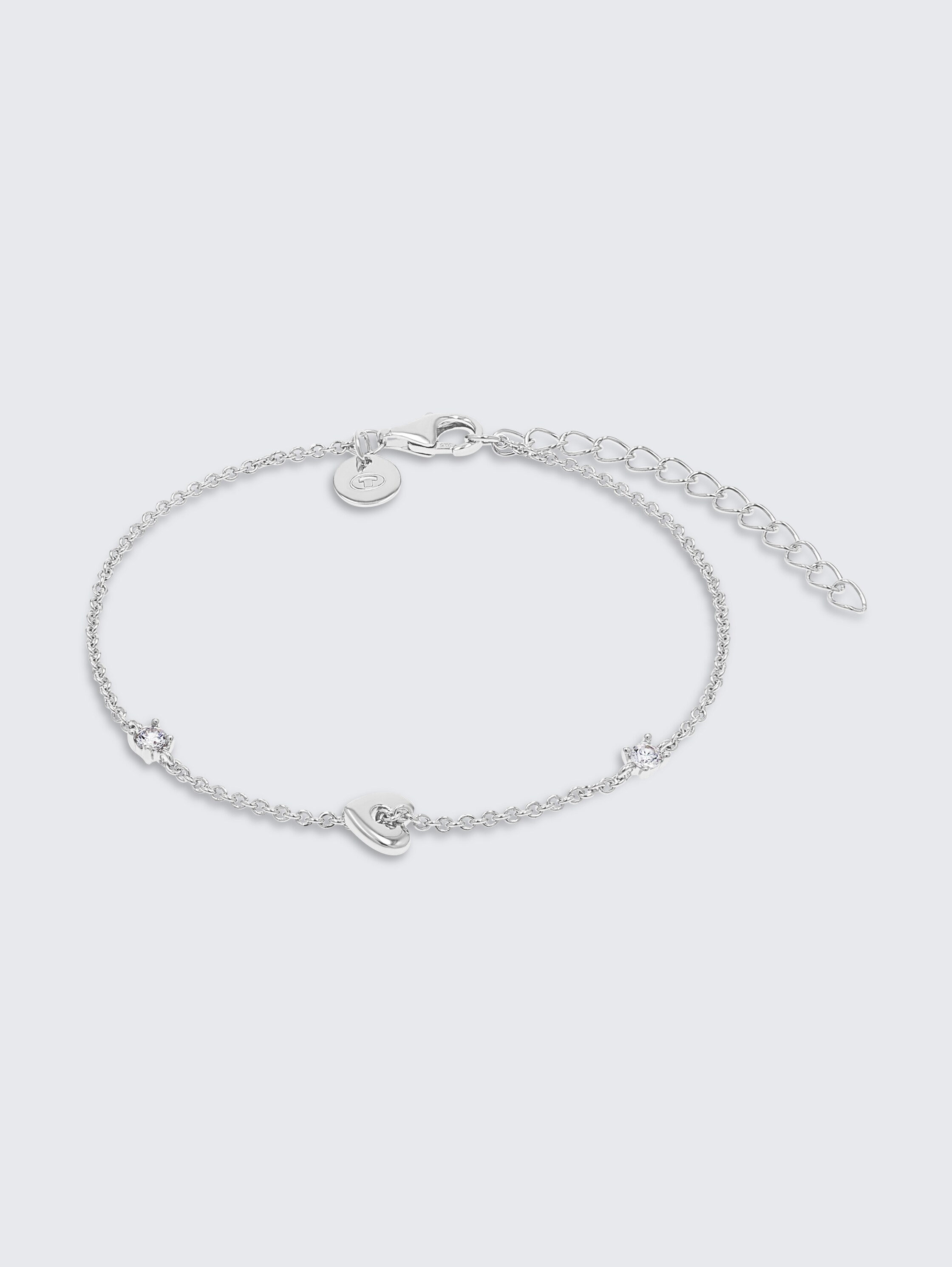 Armband hart zilver 925 | Steen zirkonia wit - silver - 