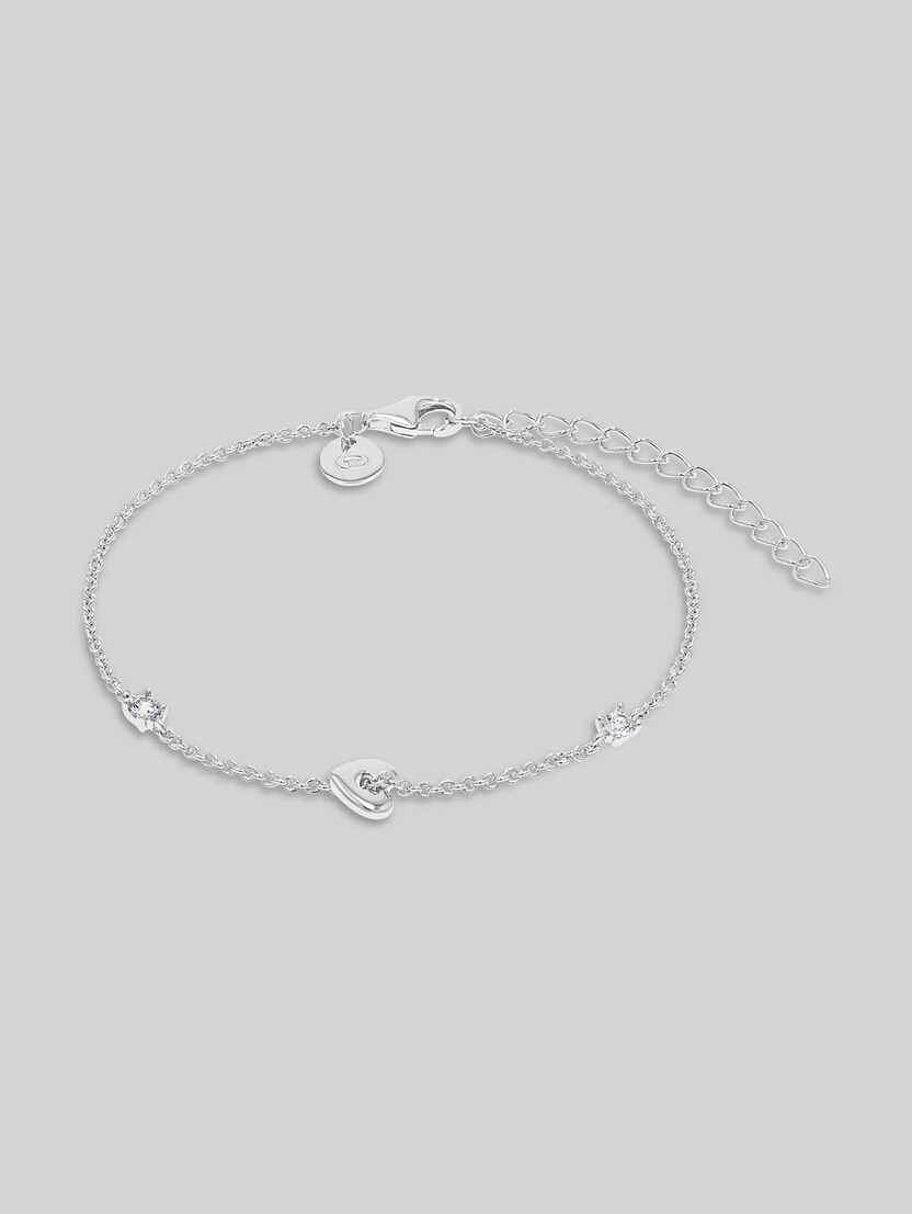 Heart bracelet, 925 silver - White zirconia stone by Women, silver