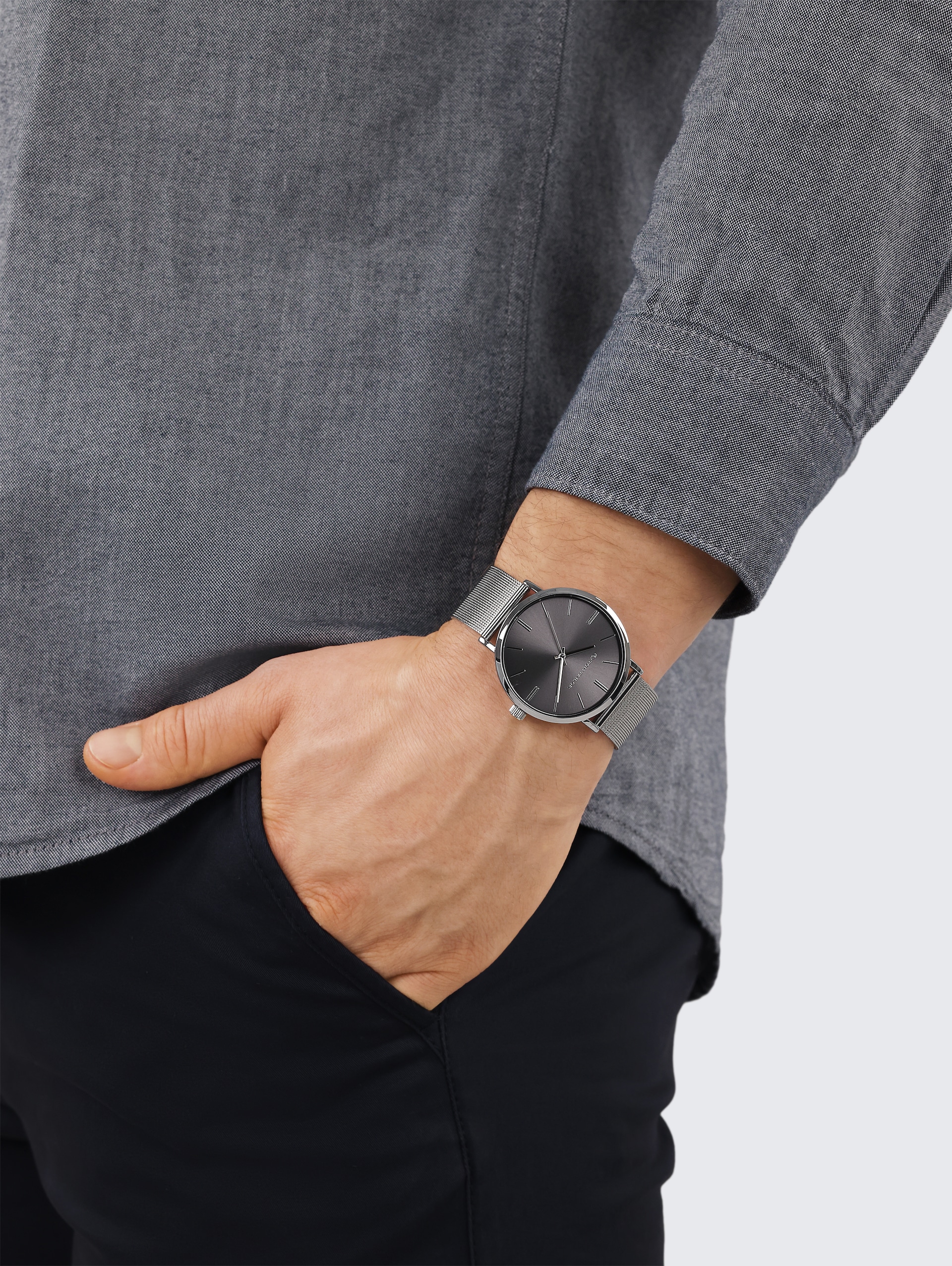 Silver stainless steel wristwatch with 40 mm - silver
