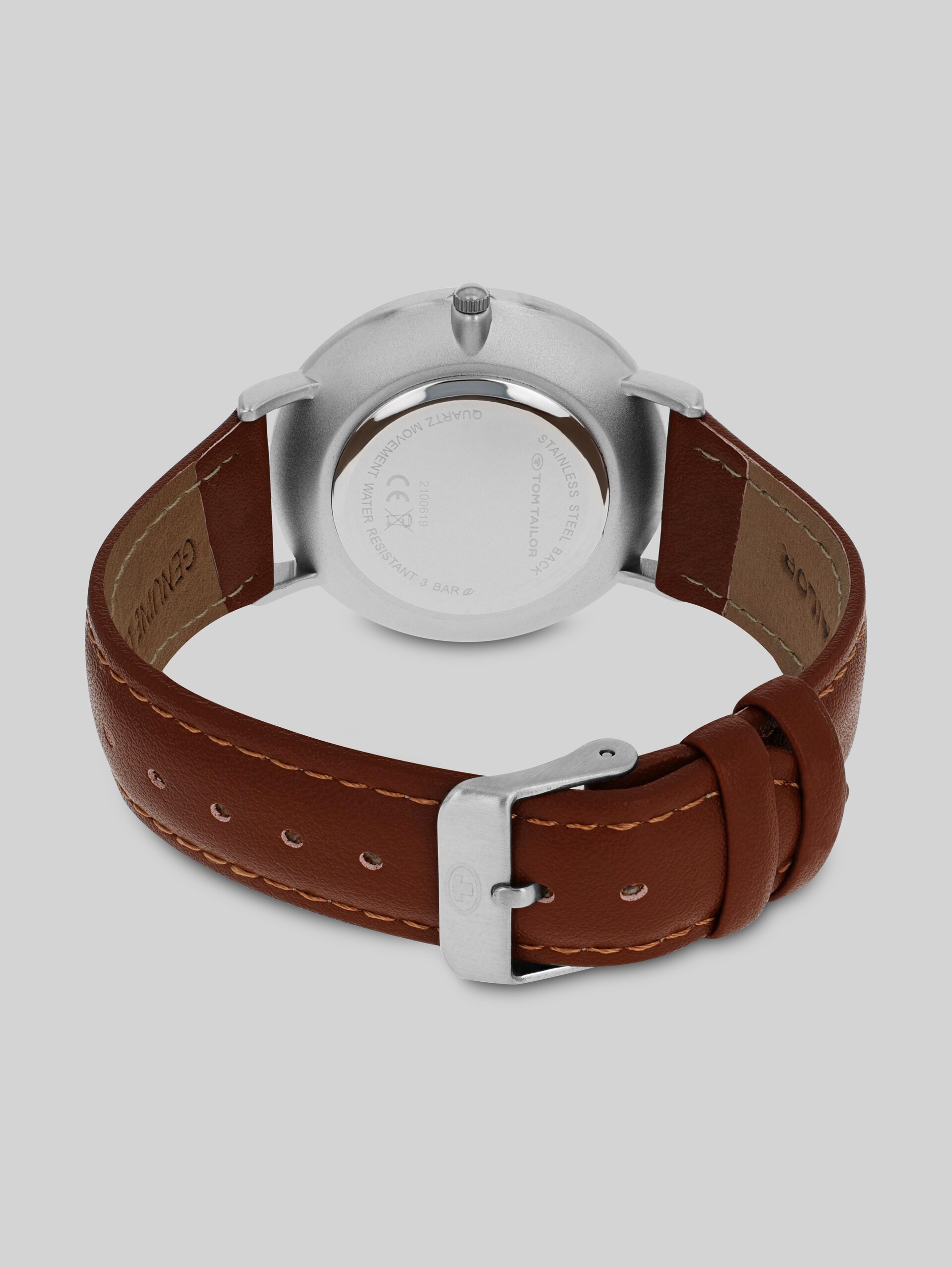 Silver wristwatch, brown dial, 40 mm - silver