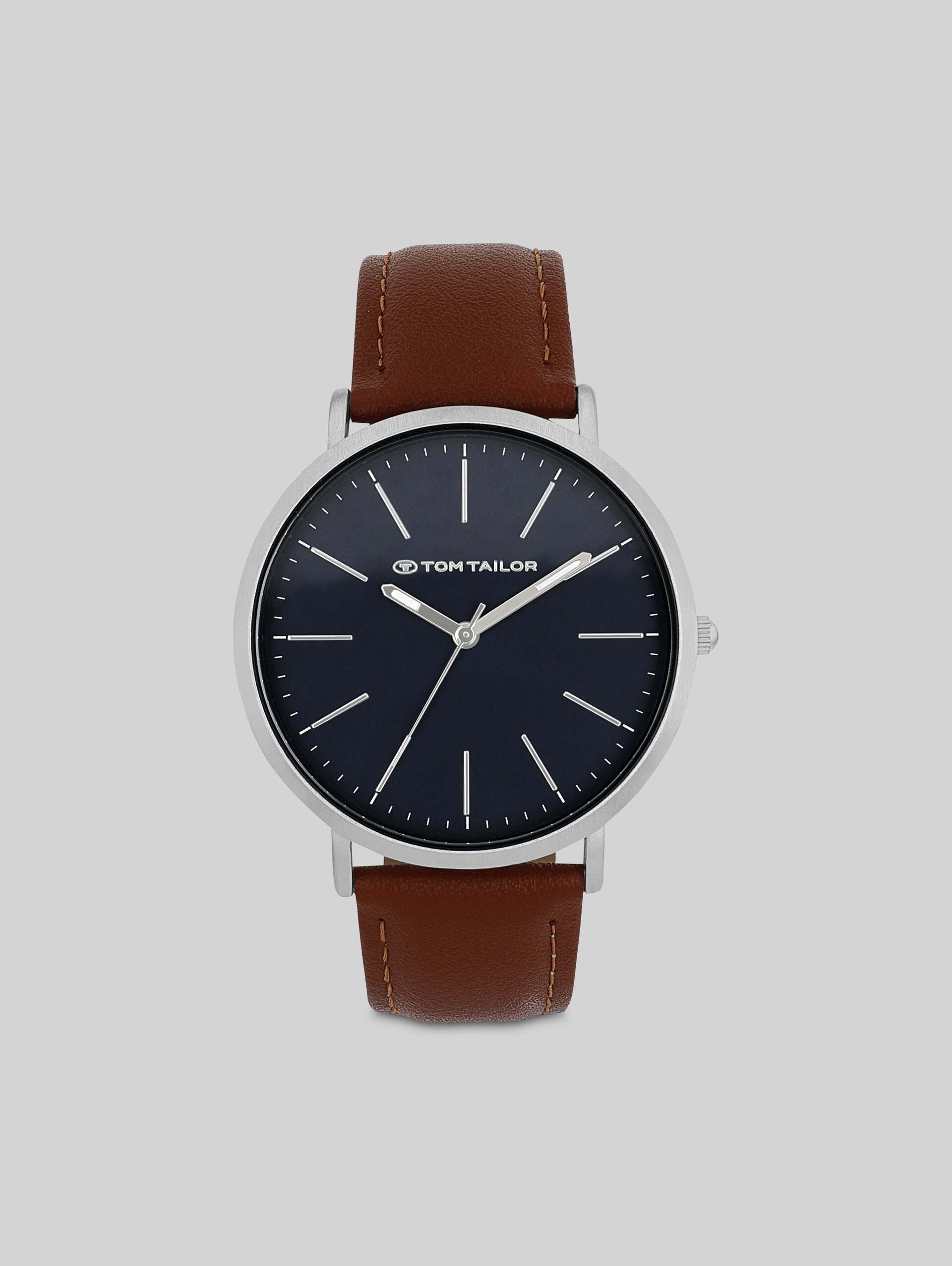 Silver wristwatch, brown dial, 40 mm - silver