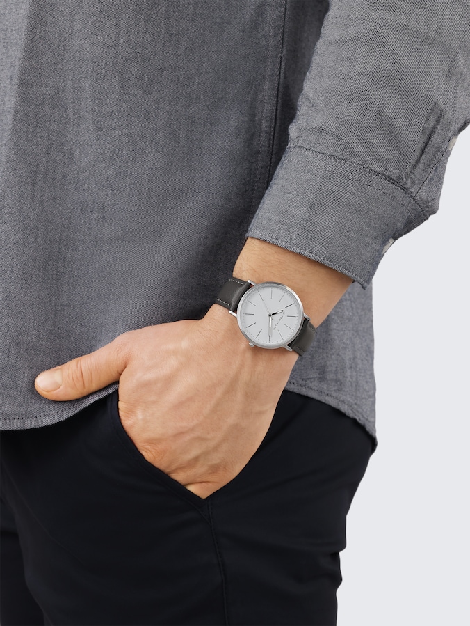 Armbanduhr silber - Ziffernblatt grau mit 40mm von Men, silver