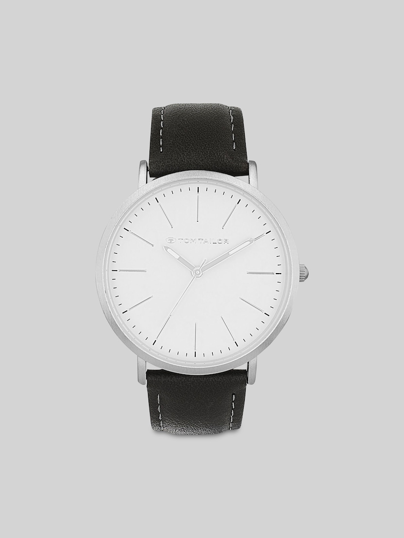 Silver wristwatch, gray dial, 40 mm by Men, silver