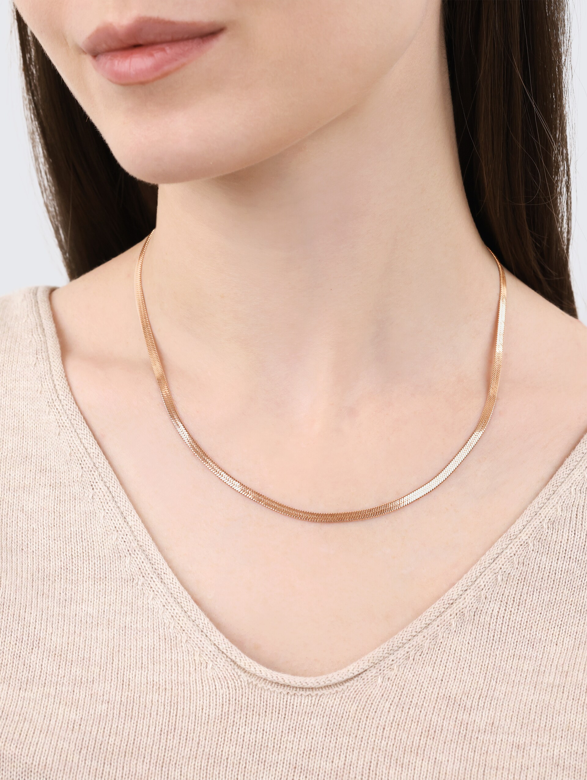 Ketting van roségoudkleurig roestvrij staal - rose gold