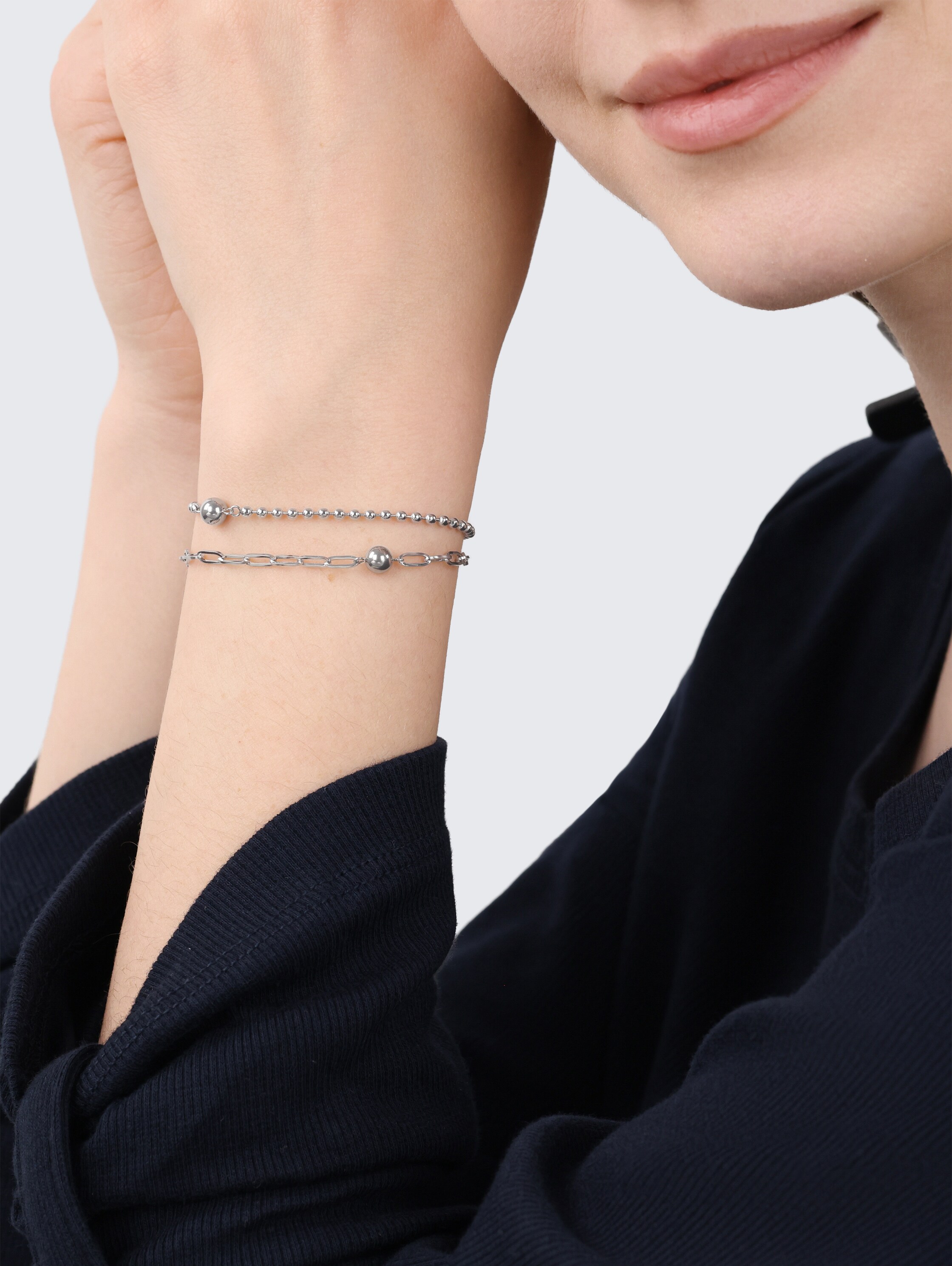 Stainless steel silver link bracelet - silver - 