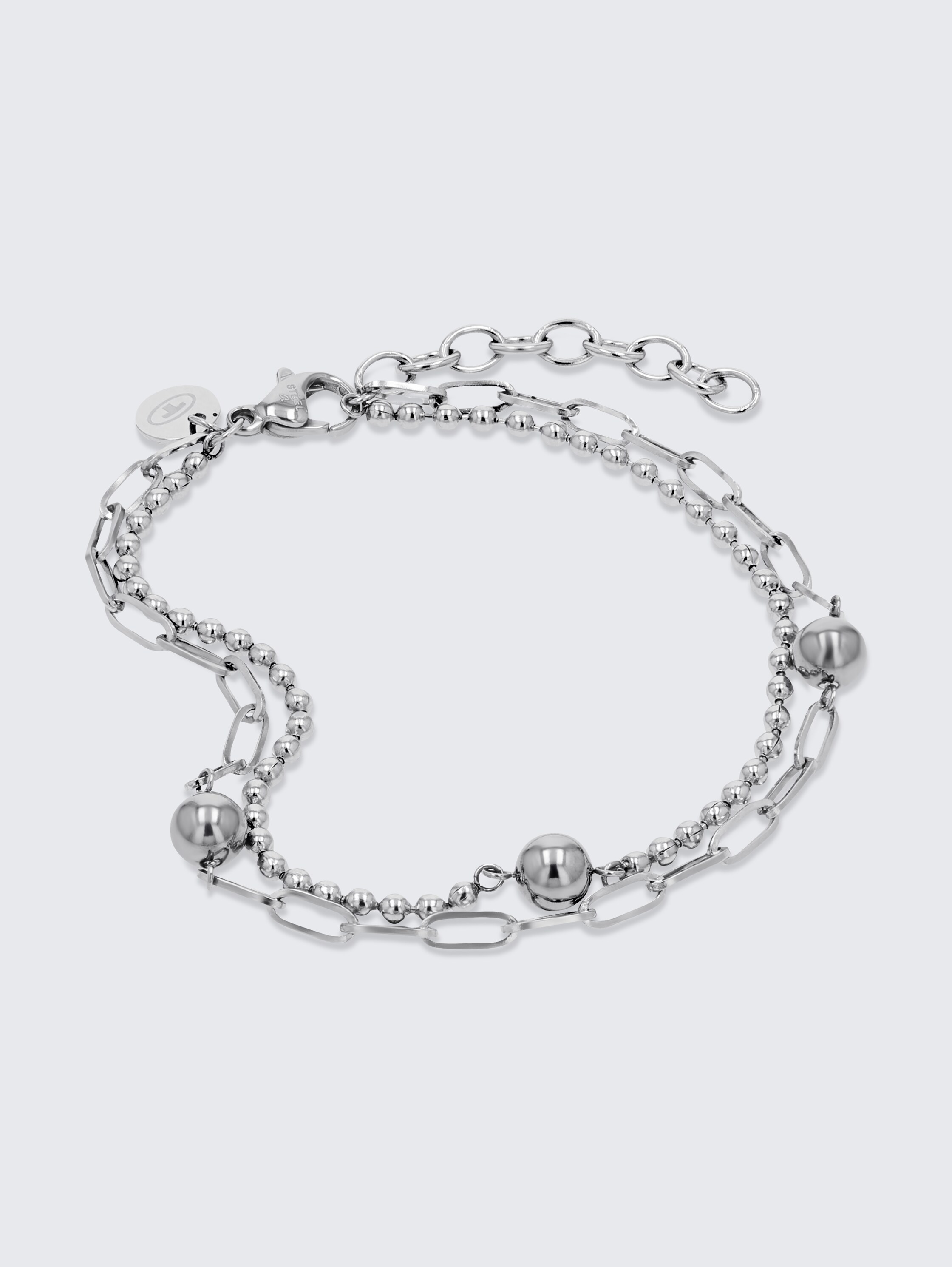 Stainless steel silver link bracelet - silver - 