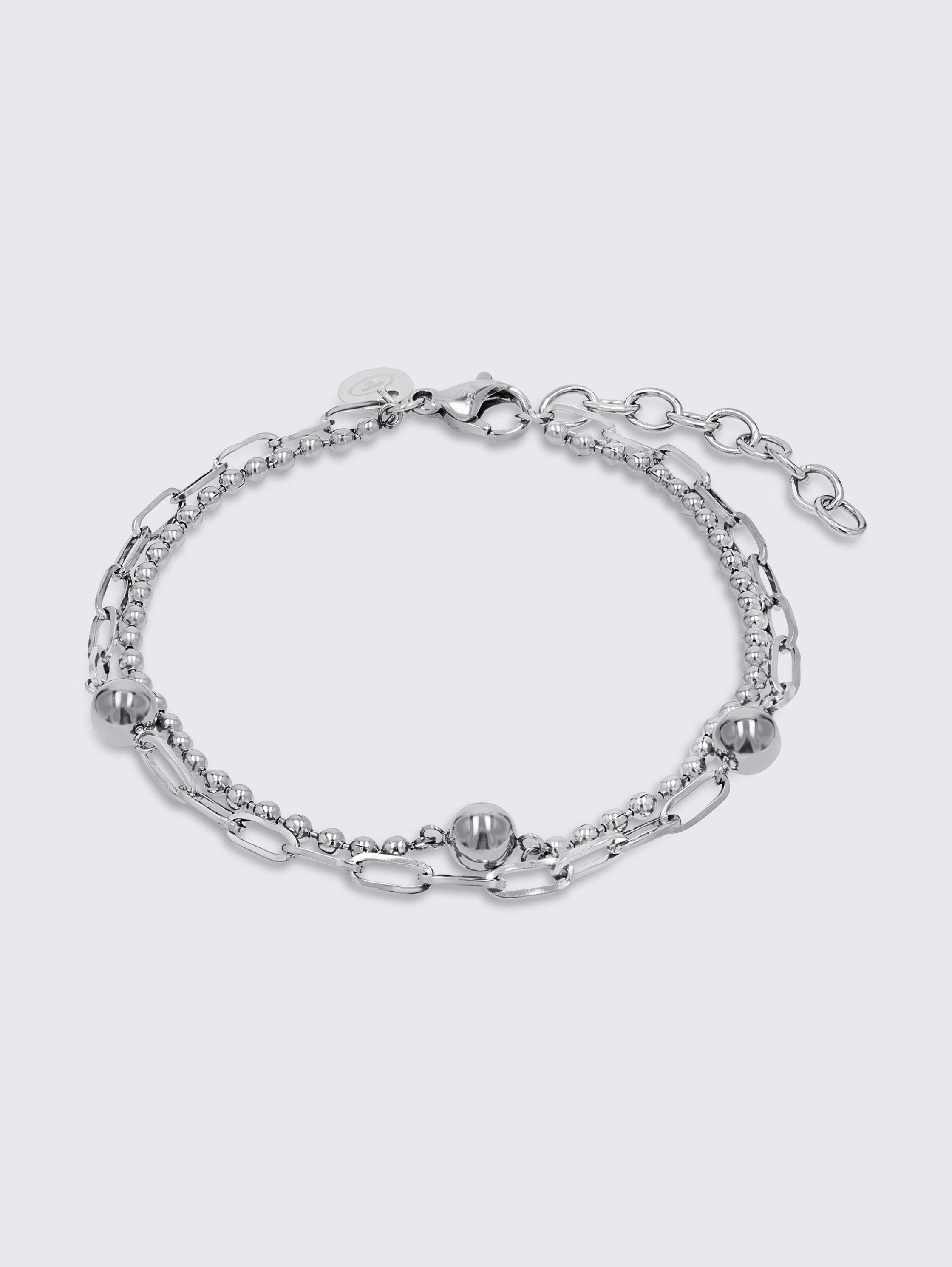 Stainless steel silver link bracelet - silver - 