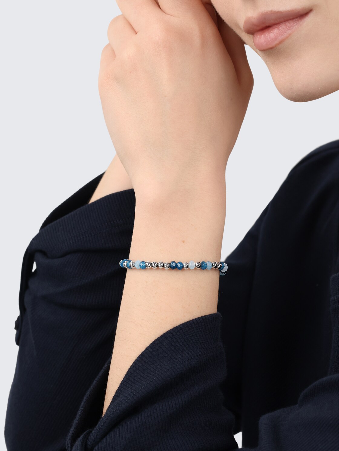 Beads-Armband aus Edelstahl silber versstellbar - silver