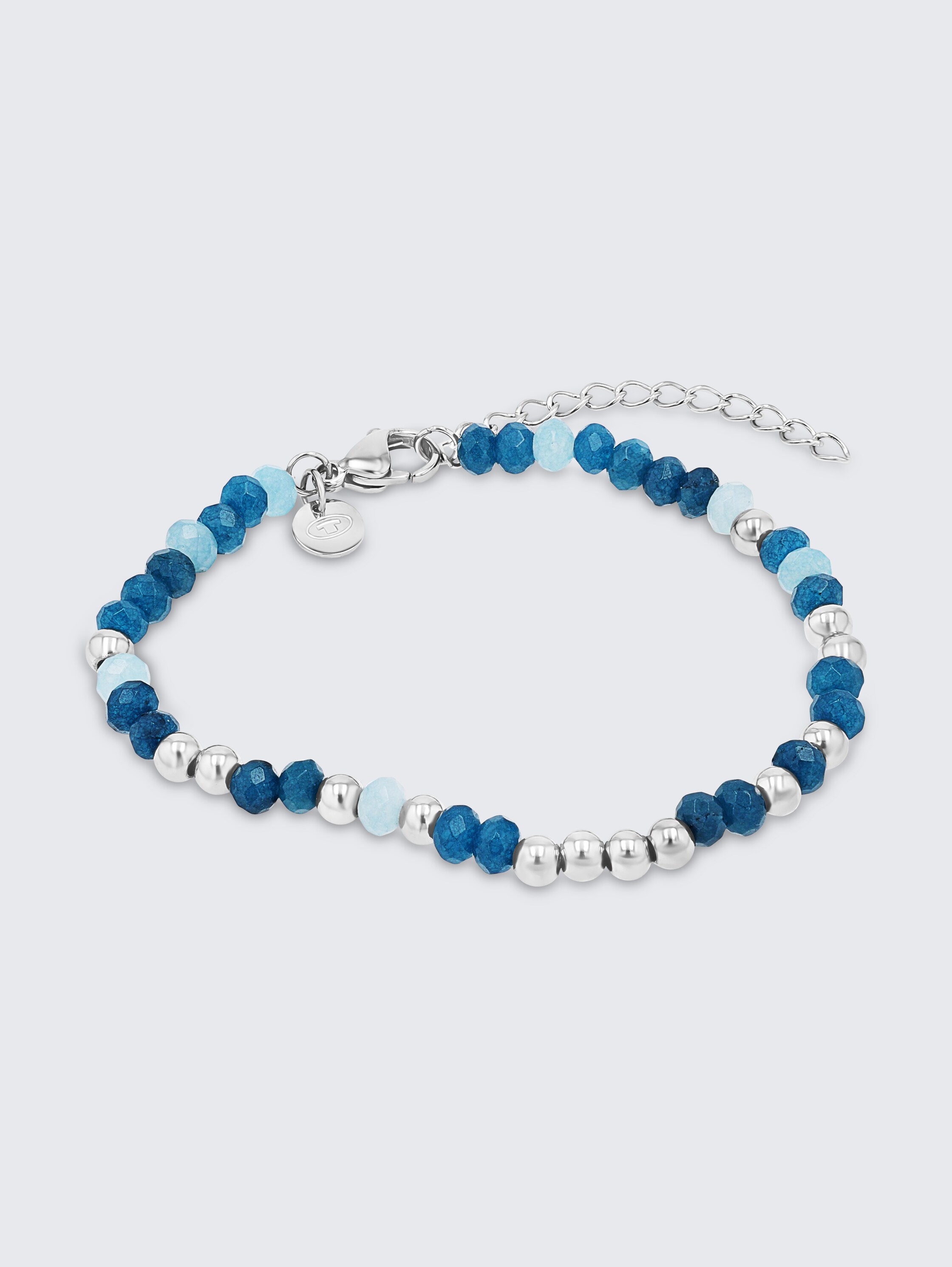 Adjustable stainless steel silver bead bracelet - silver - 