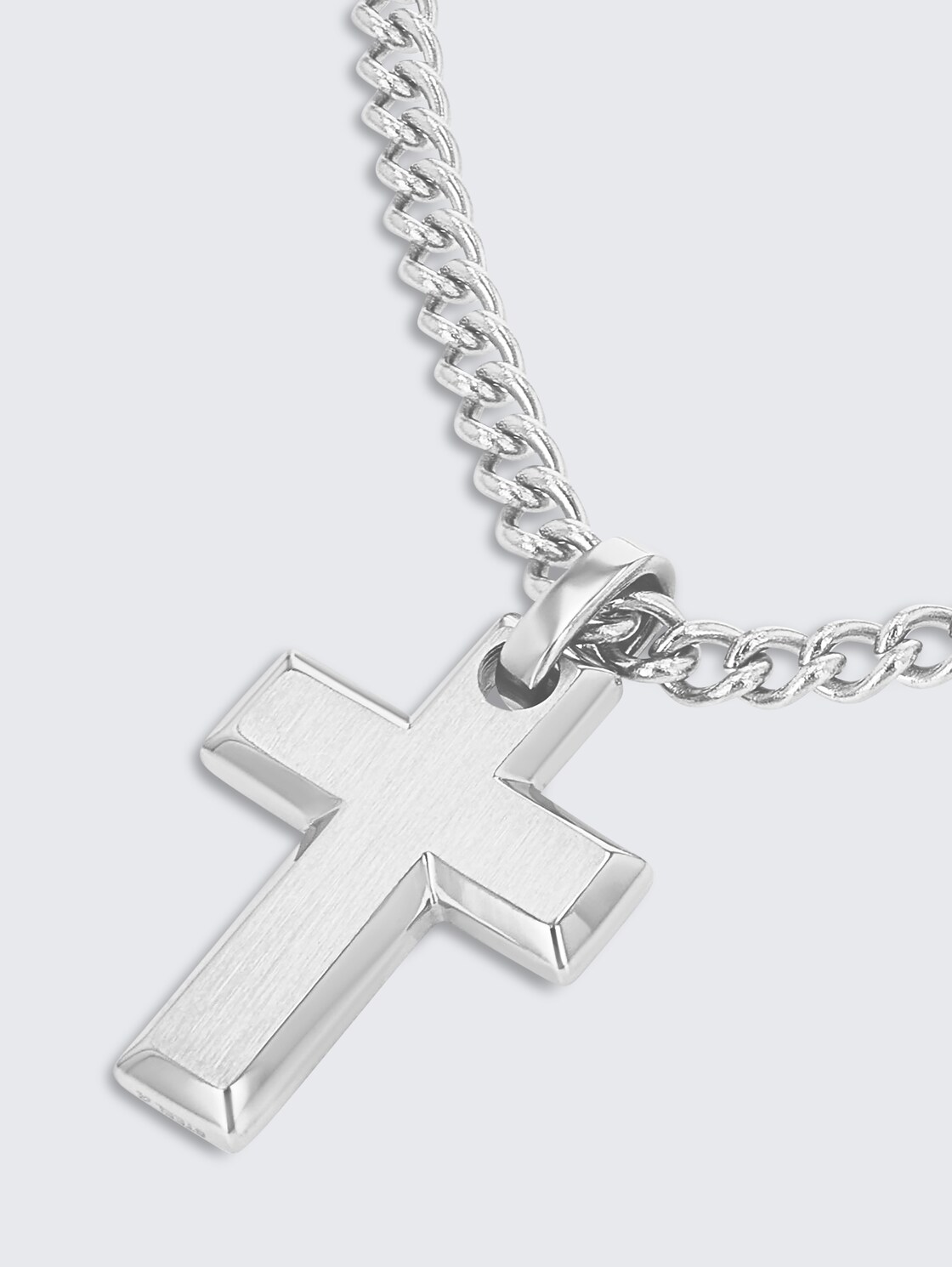 Halskette mit Kreuz Anhänger aus Edelstahl silber - silver