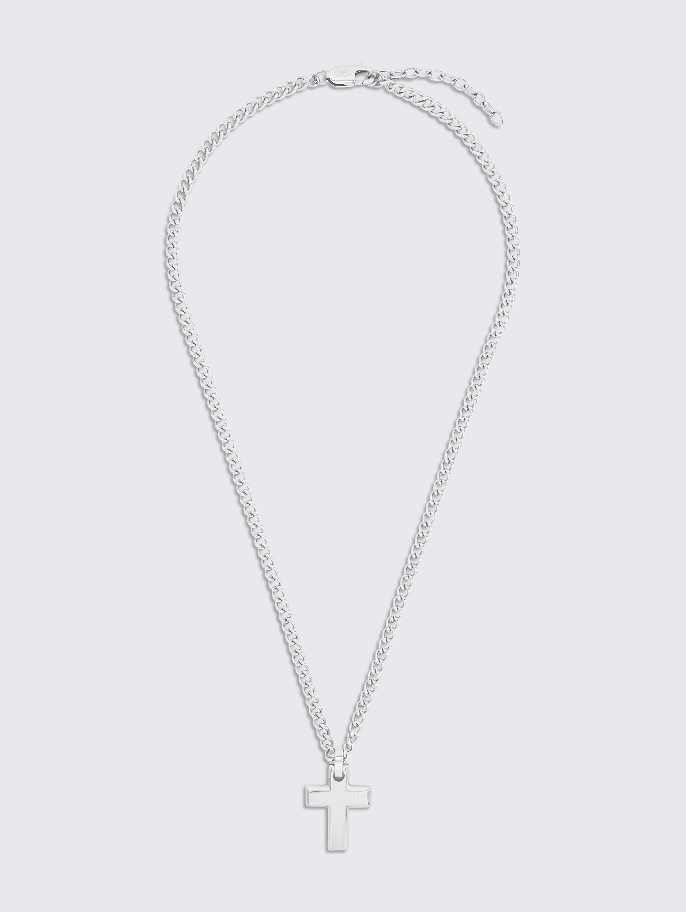 Ketting met kruis hanger van roestvrij staal zilver - silver - 