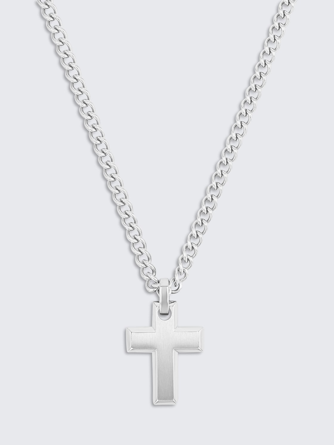 Halskette mit Kreuz Anhänger aus Edelstahl silber - silver