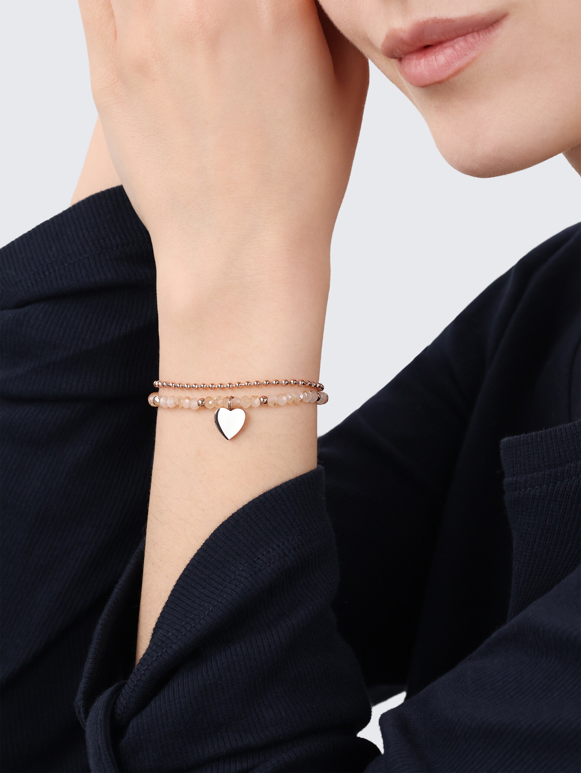 Gliederarmkette Herz aus Edelstahl rosé - rose gold