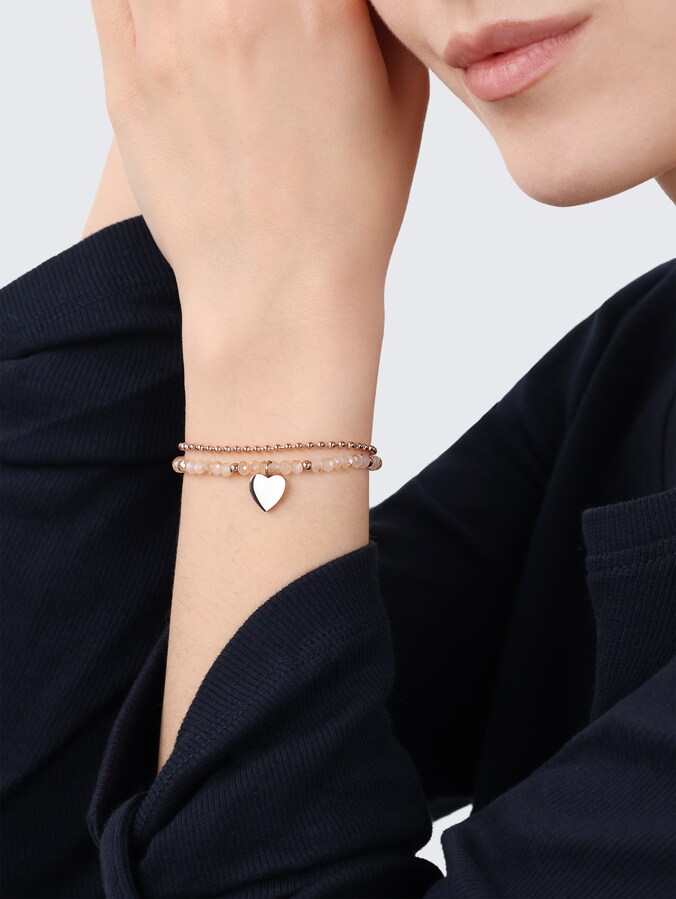Gliederarmkette Herz aus Edelstahl rosé von Women, rose gold