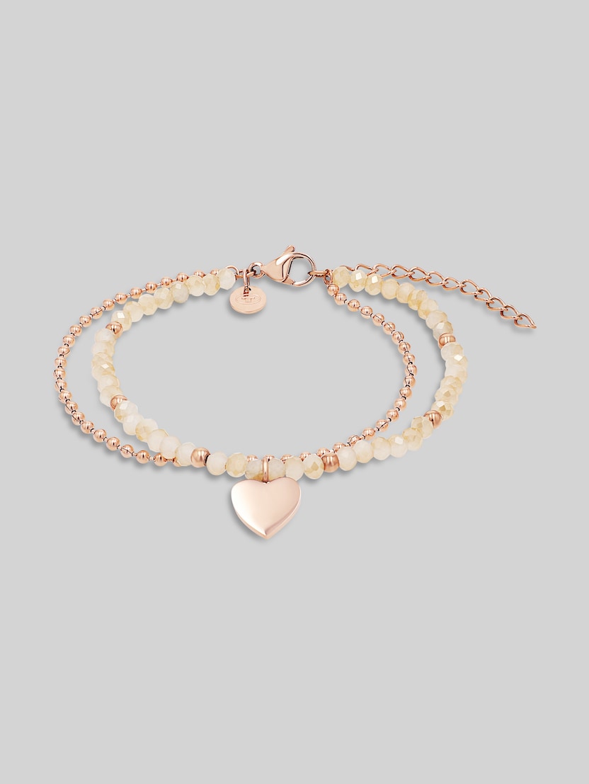 Stainless steel rose gold heart link bracelet by Women, rose gold