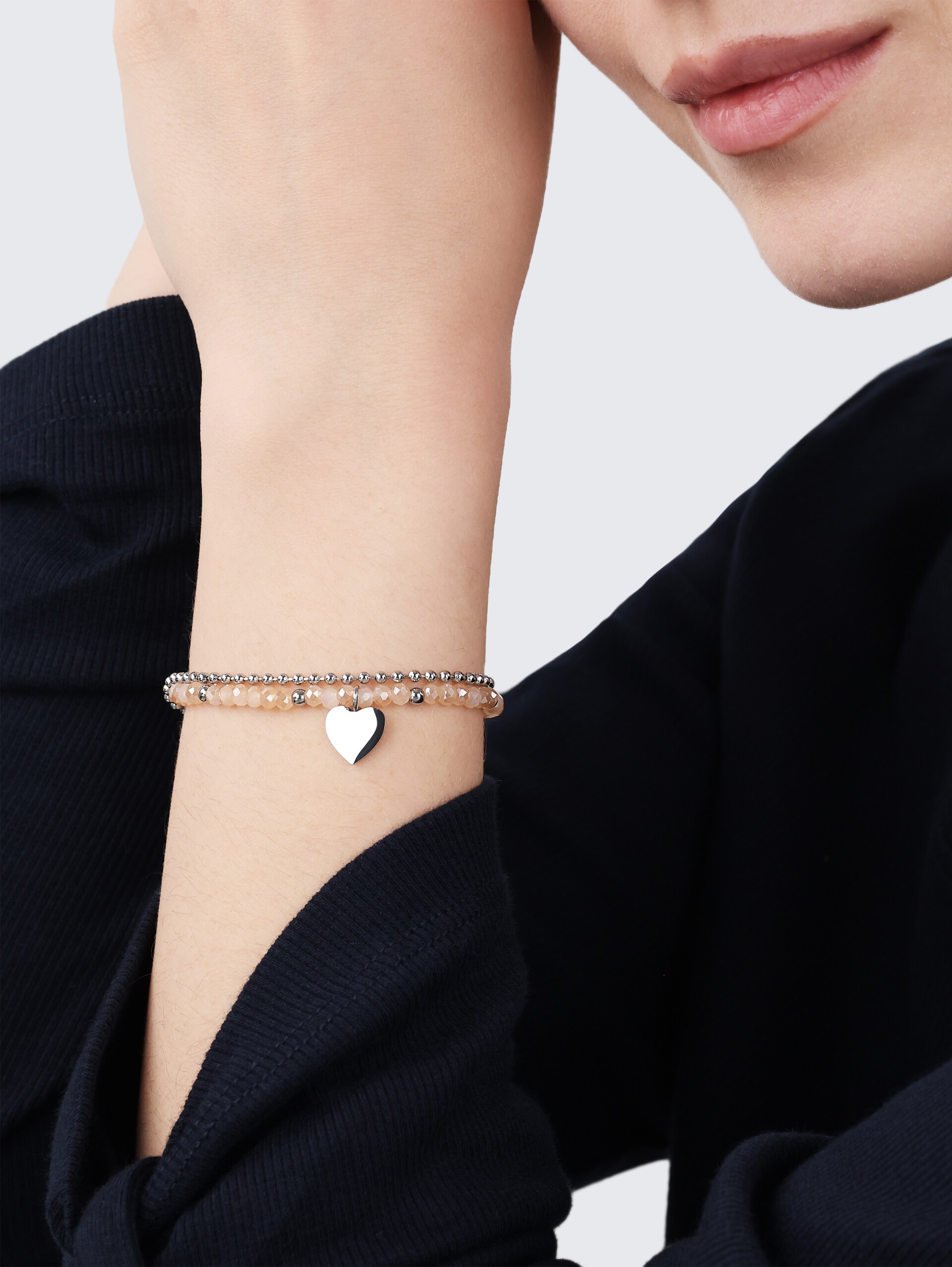 Armband mit Herz Anhänger aus Edelstahl silber - silver