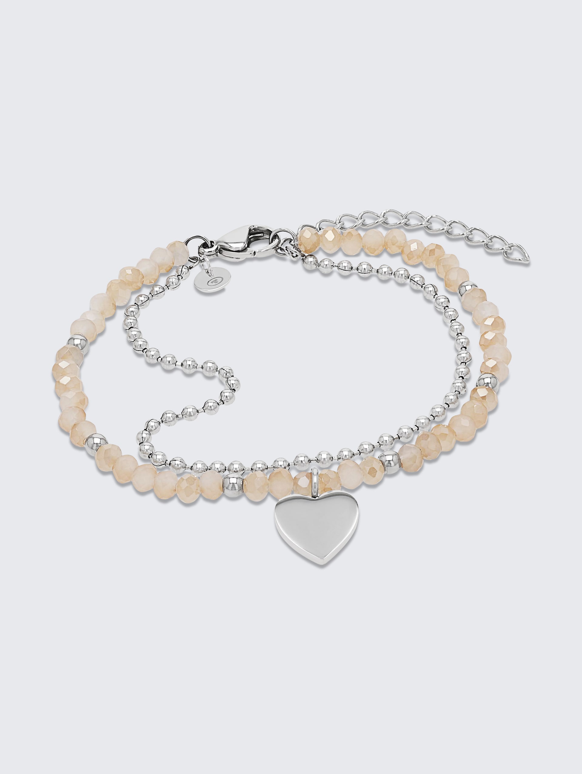 Armband mit Herz Anhänger aus Edelstahl silber - silver