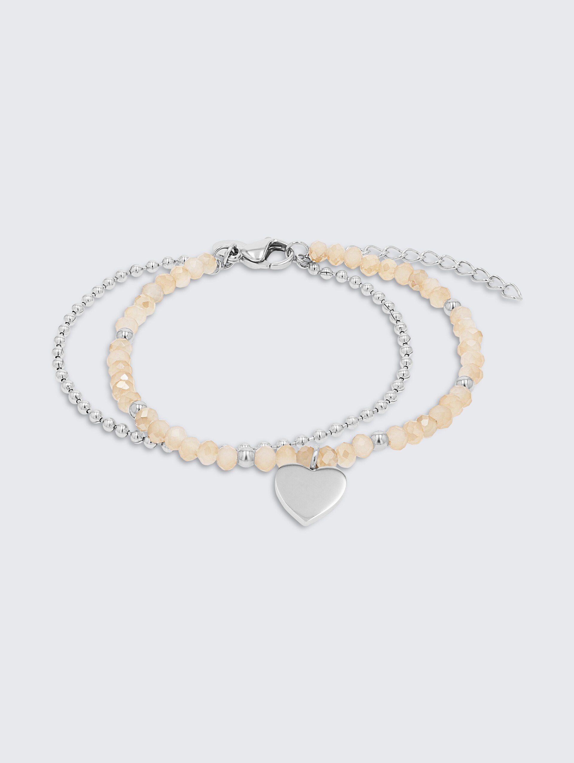 Armband mit Herz Anhänger aus Edelstahl silber - silver