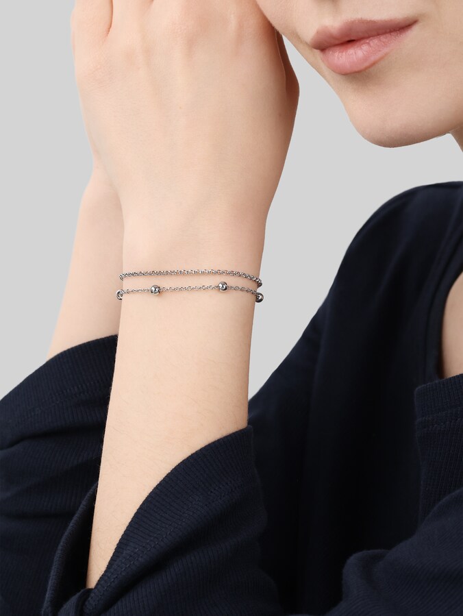 Stainless steel silver link bracelet by Women, silver