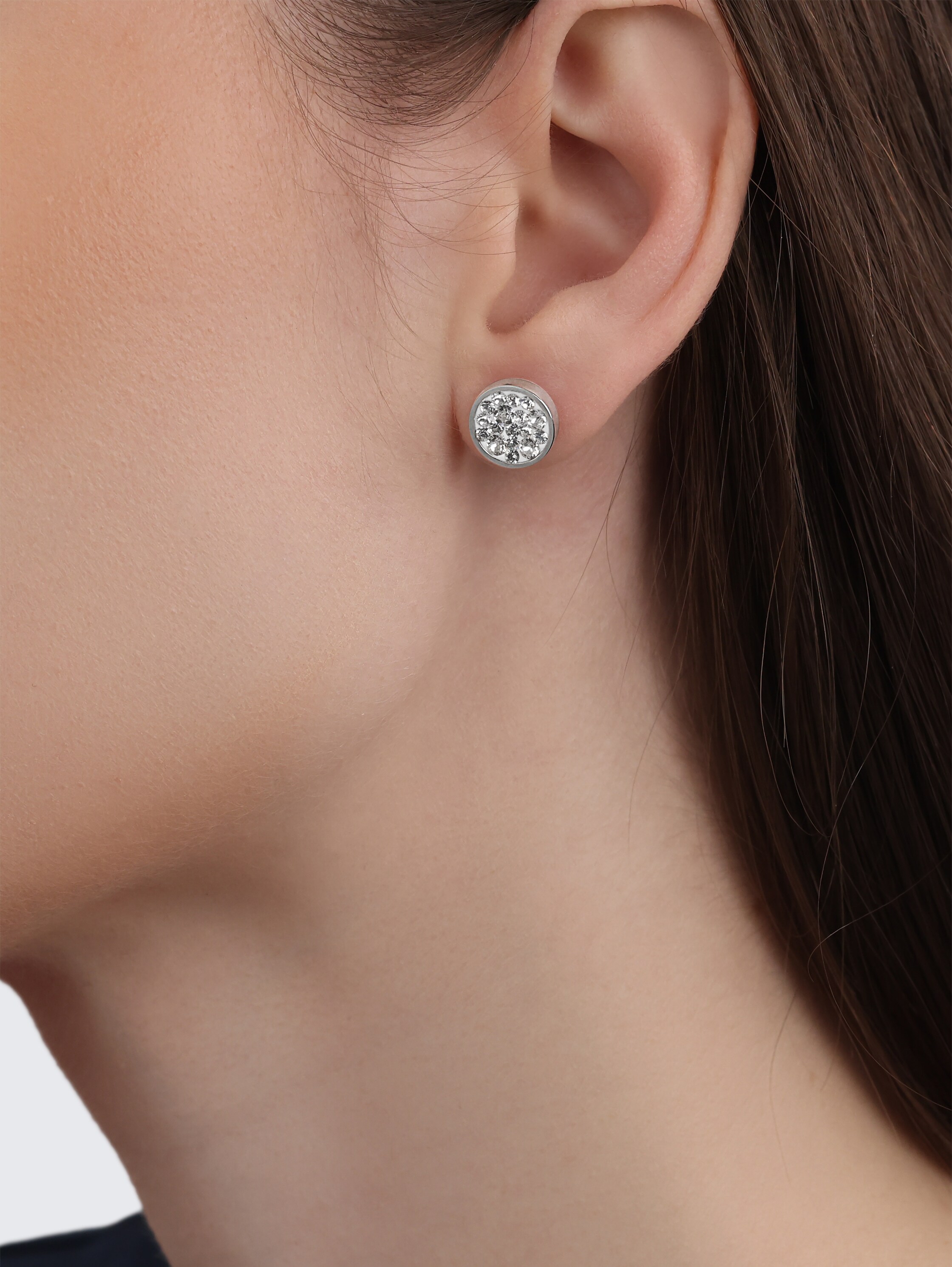 Ohrstecker aus Edelstahl silber| Stein Kristallglas Crystal 001 - silver - 
