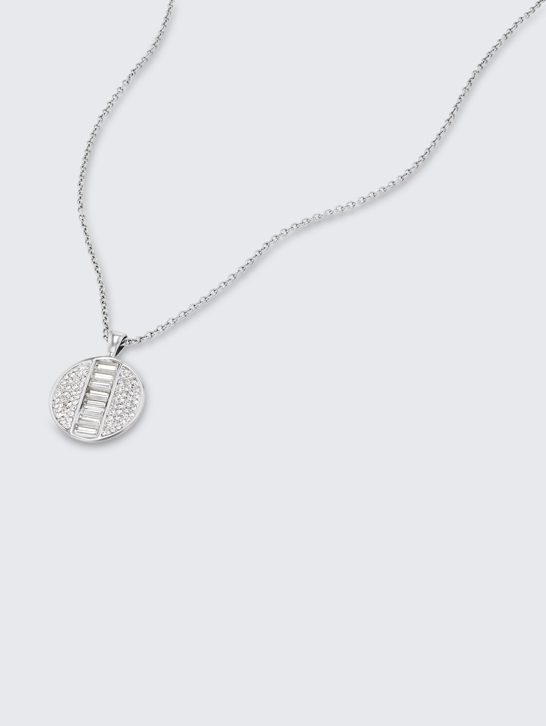 Halskette mit Anhänger aus Edelstahl - Stein Preciosa weiß - silver