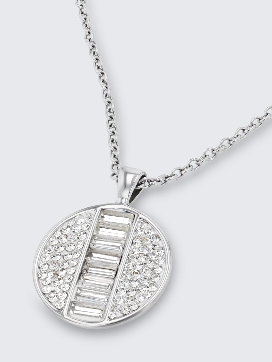 Halskette mit Anhänger aus Edelstahl - Stein Preciosa weiß - silver