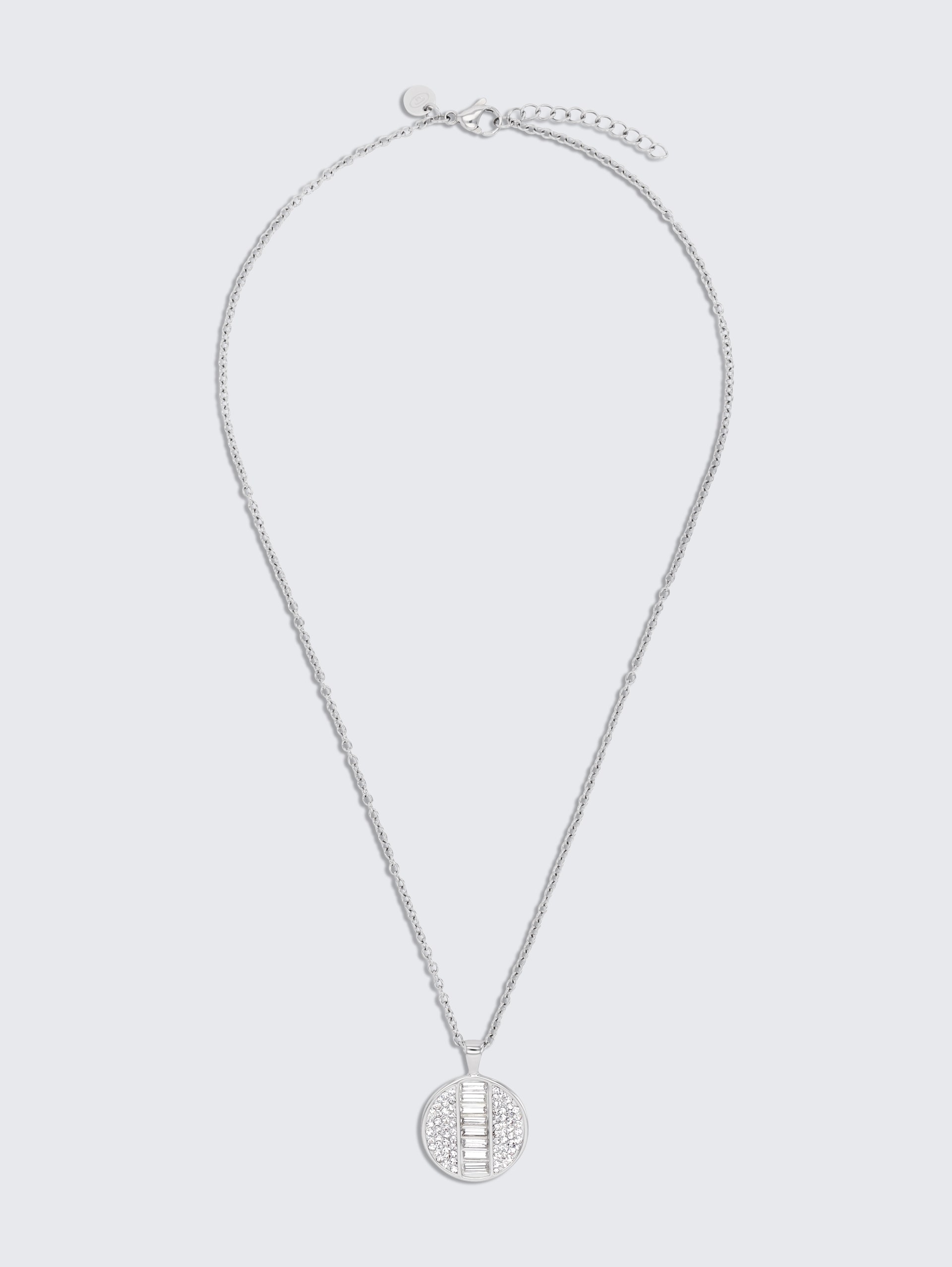 Halskette mit Anhänger aus Edelstahl - Stein Preciosa weiß - silver