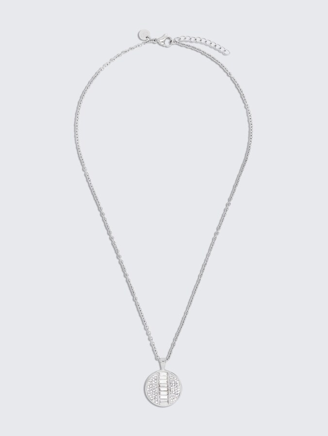 Ketting met hanger van roestvrij staal - Steen Preciosa wit door Women, silver