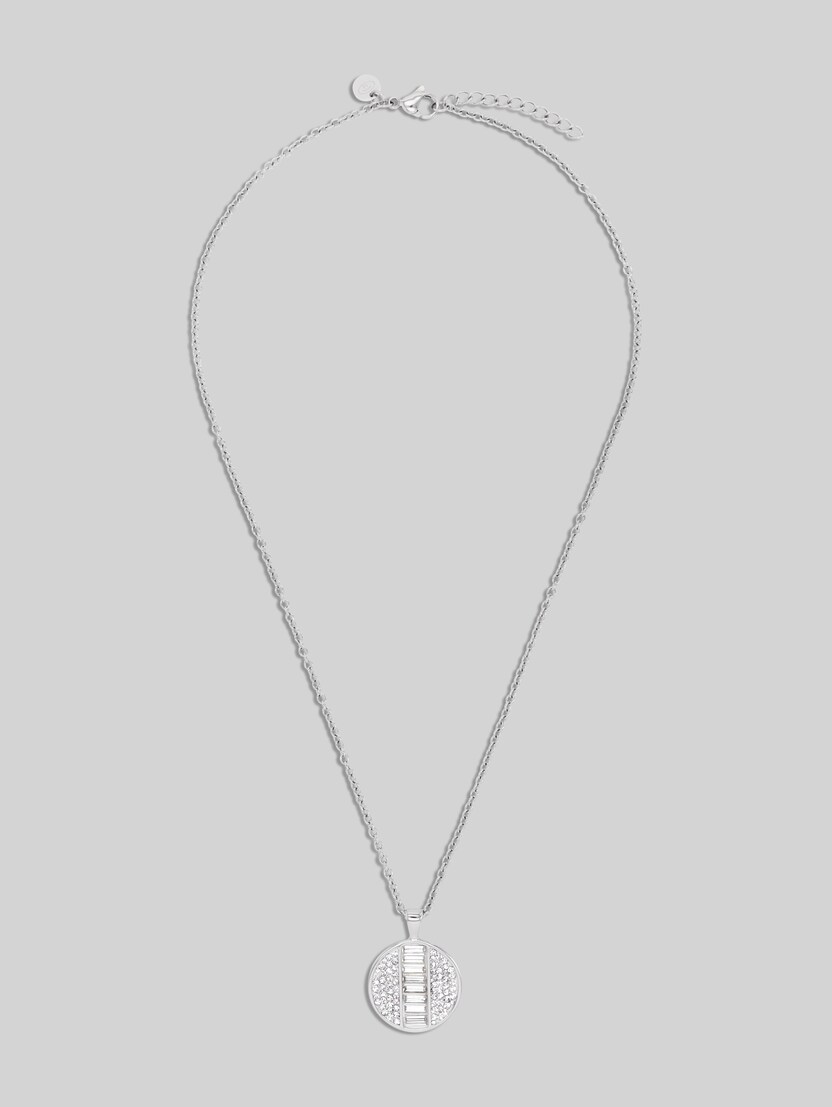 Necklace with stainless steel pendant - Preciosa white stone by Women, silver