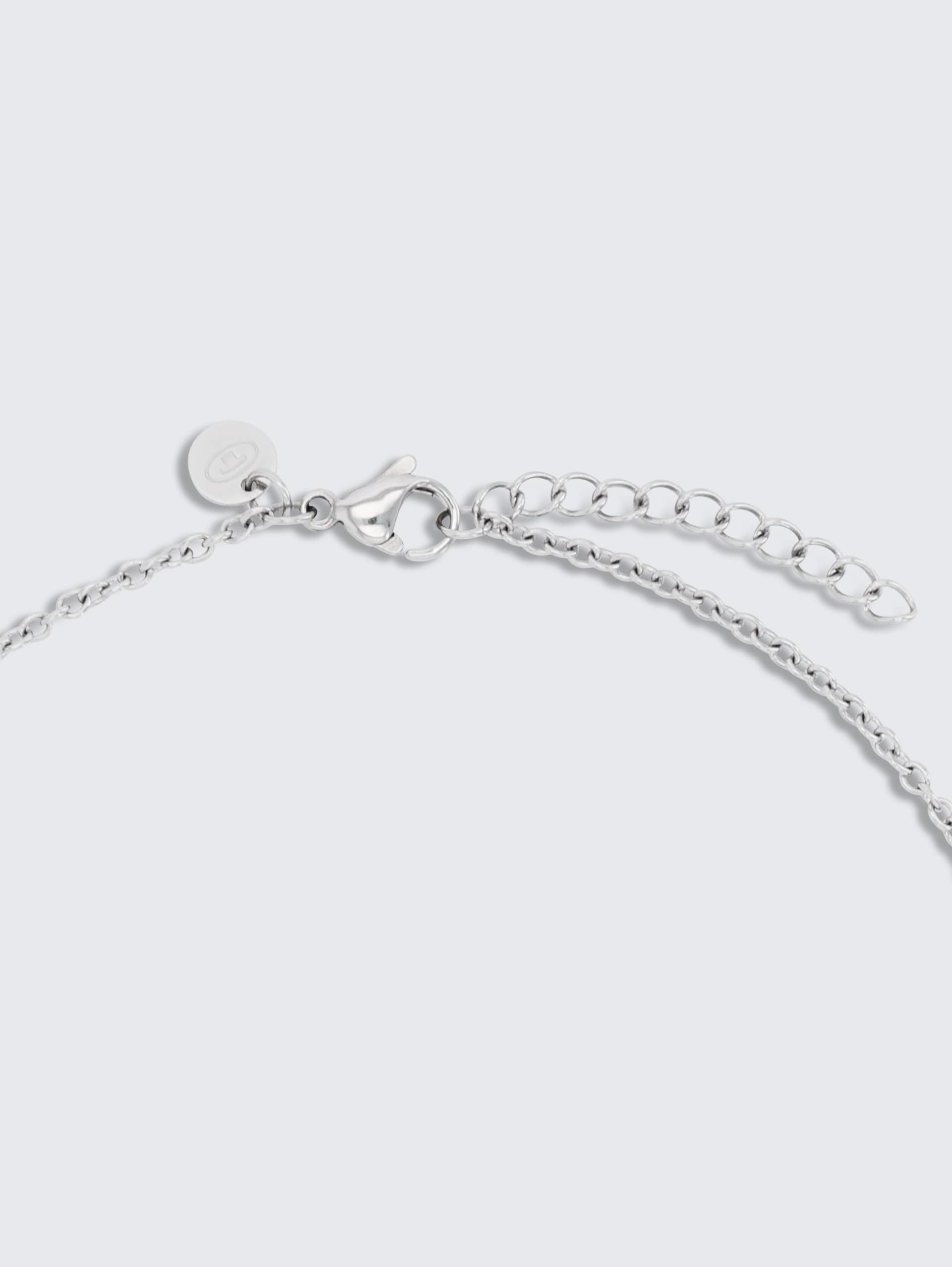 Halskette mit Anhänger aus Edelstahl - Stein Preciosa weiß - silver