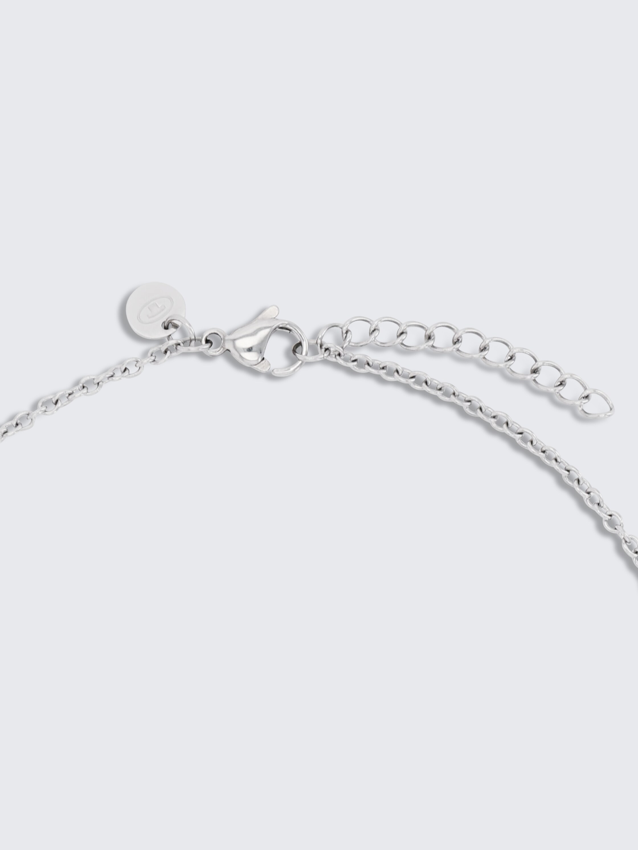 Halskette mit Anhänger aus Edelstahl - Stein Preciosa weiß - silver - 